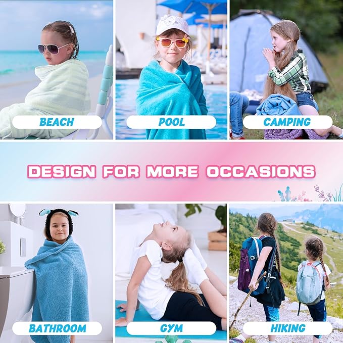 WERNNSAI Mermaid Kids Beach Towel - 30” x 60”Mermaid Sand Free Towels for Girls Quick Dry Swim Towel Beach Blanket Ultra Absorbent Light Beach Towels Travel Towel