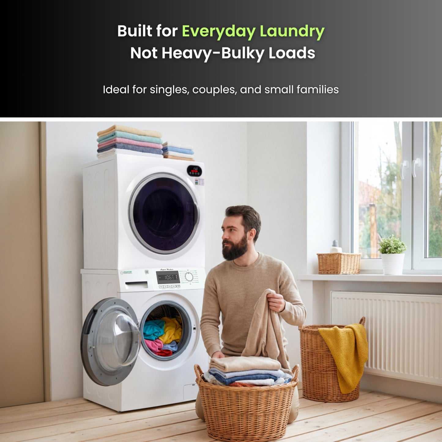 Equator 24"Ultra Compact VALUE Washer 1.57cu.ft+Vented short Dryer 2.6cu.ft 110V