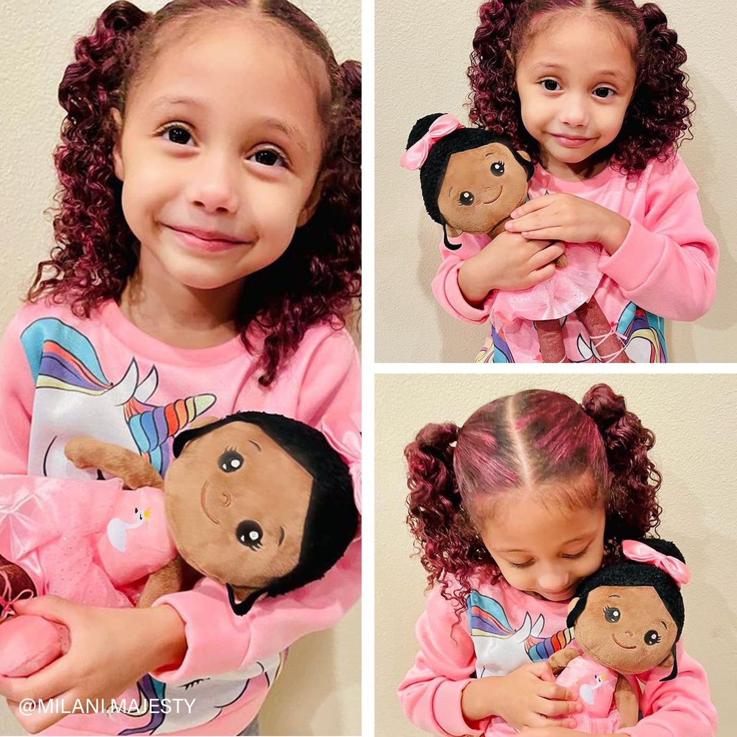 OUOZZZ 12.6" Black Soft Baby Dolls Toys for 1 Year Old Girl Gifts, African American Dolls Birthday Gifts for 1 Year Old Girl Ballerina Doll Plush Toys for Toddler