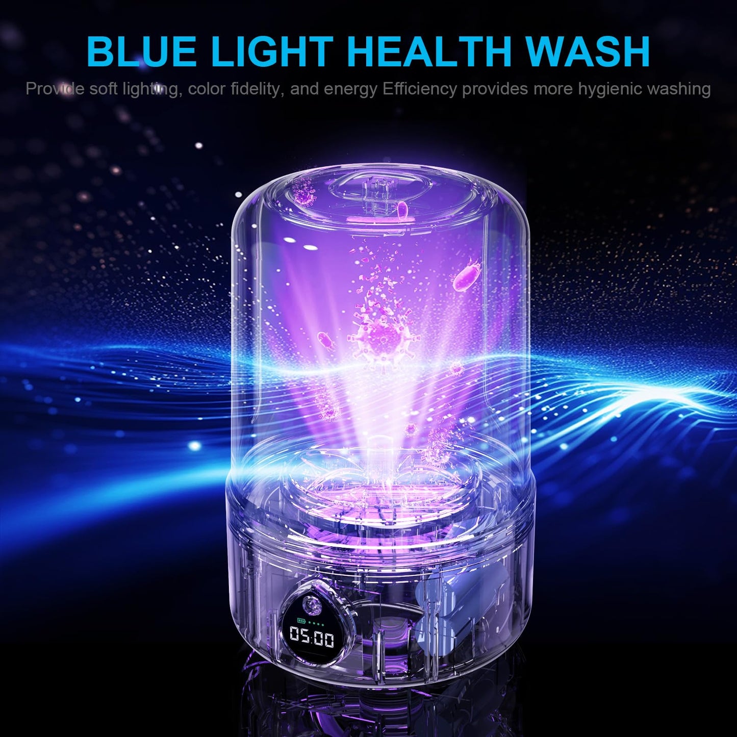 Ghegicu Portable Washing Machine, 1.5L Underwear Washer Rechargeable Cordless Makeup Sponges Cleaner Deep Clean Socks, Underwear, Baby Clothes, Washing Machine for Apartment, Dorm, Camping(White)