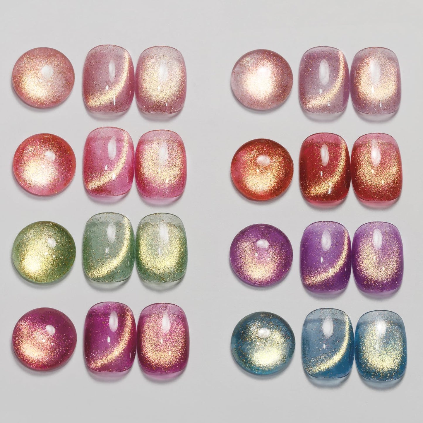 MIZHSE Cat Eye Gel Nail Polish, Magnetic Gel Polish Set with Magnet, Shimmery Cateye Effect Neon Pink Green Purple Colors Soak Off Nail Art Manicure Home Gift for Ladies