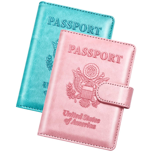 Herain Passport Holder for Travel Cruise Essentials, 2 Pcs Passport Cover Wallet Case Travel Gifts Women Men Family, RFID Passports Book Card Holders Travels Accessories Must Haves