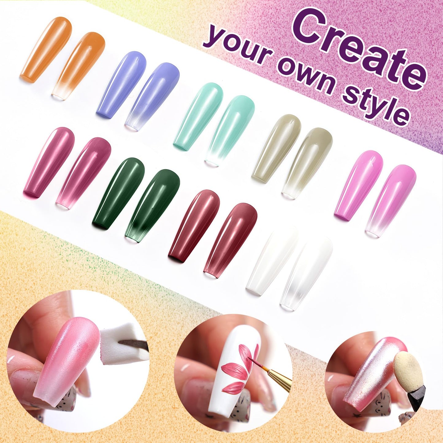U-Shinein Gradient Painting Gel, 9 Colors Ombre Gel Nail Polish Brown Red Sponging for Pigment Pat Aura Nails French Manicure Long-lasting Soak of UV Home Salon DIY Nail Art Foreign Landscapes