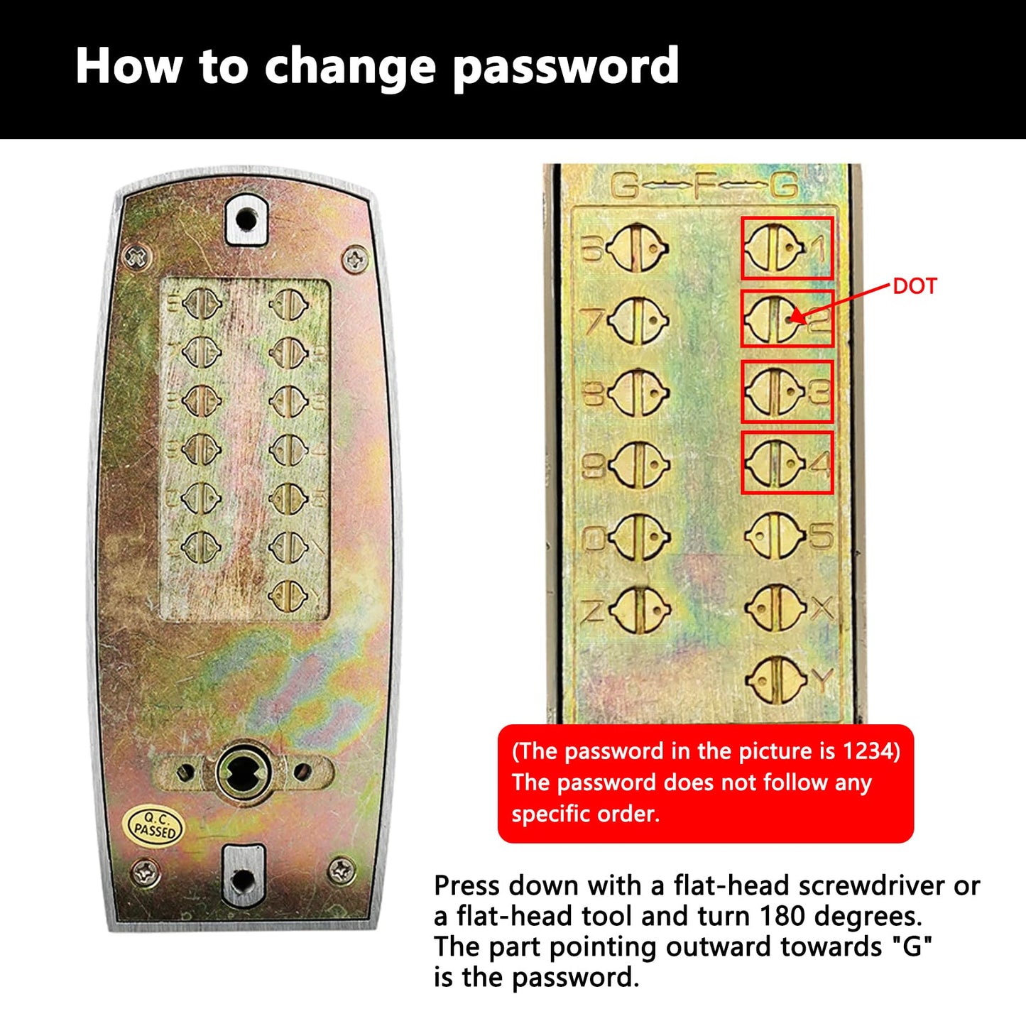 Mechanical Entry Door Lock, 14 Digital keypad,Weatherproof deadbolt with Handle, Security Heavy Duty Outdoor Lock Without Electronic, Easy Installation, for Home, Yard-gate, Office, Chrome