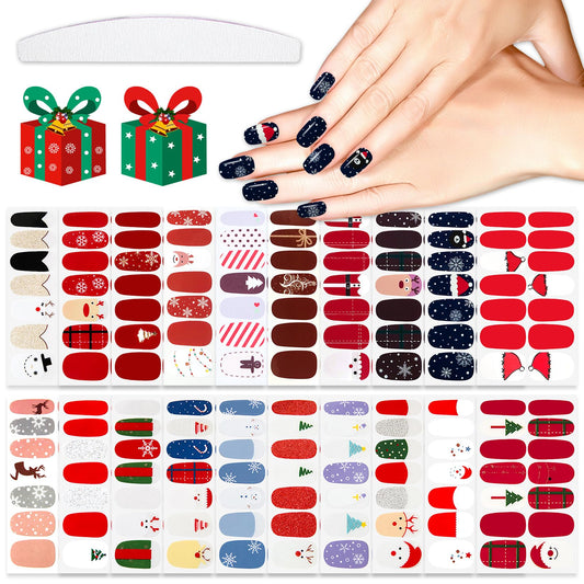 YECIRALA 20 Sheets Christmas Nail Wraps Stickers Stick On Nail Polish Strips For Women Girls Christmas Tree Reindeer Nail Stickers Nail Polish Stickers For Nails Gel Nail Strips Self Adhesive Decals