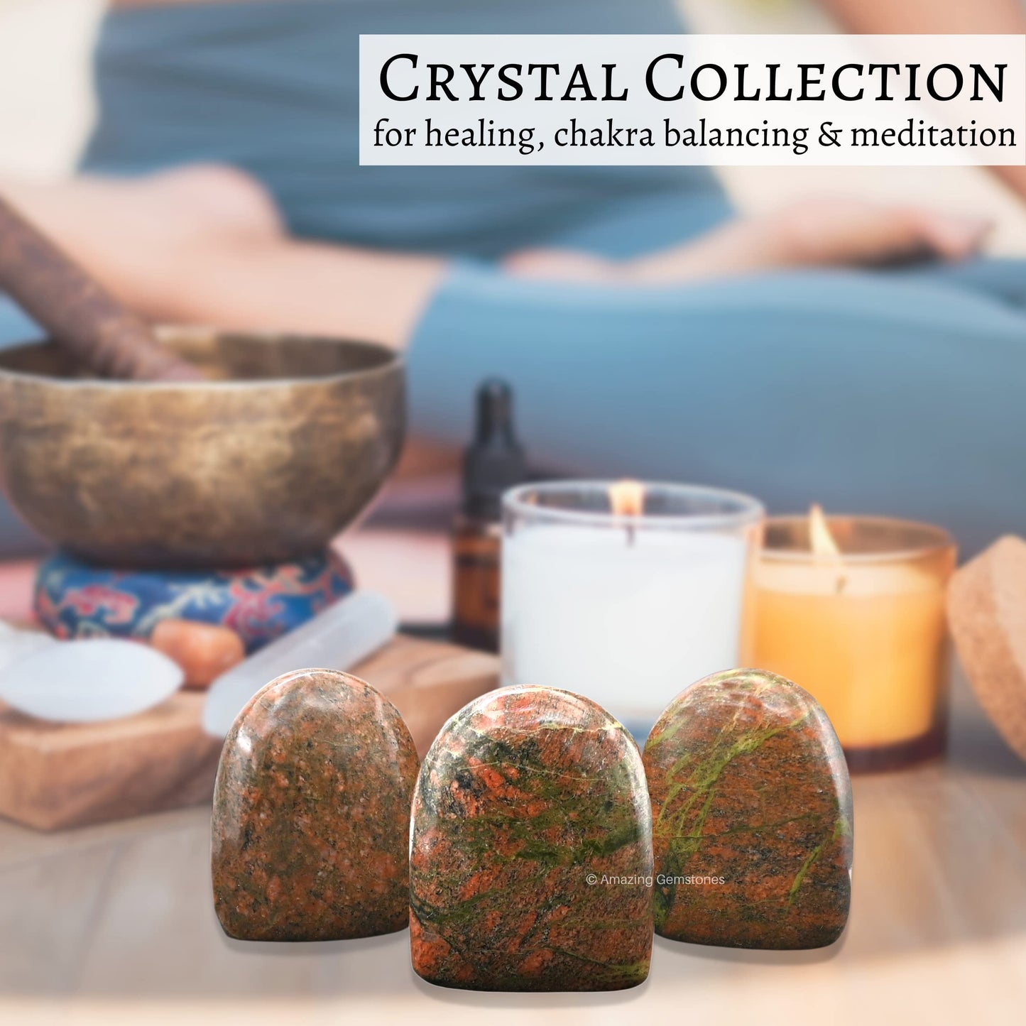 Amazing Gemstone Large Unakite Crystal Standing Palm Stone -Unakite Palm Stones and Crystals, A++ Grade Gemstones and Crystals - Healing Crystals and Healing Stones Office Home Decor Gifts