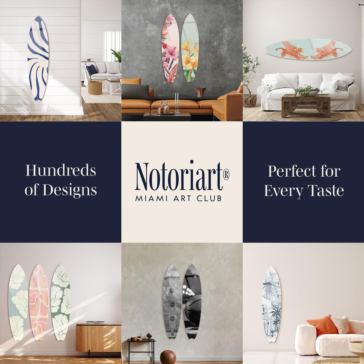 Notoriart Sail Boasts Outside Surfboard Acrylic Wall Art Die-Cut Coastal Modern High-Gloss Home Decor, 15" x 60"