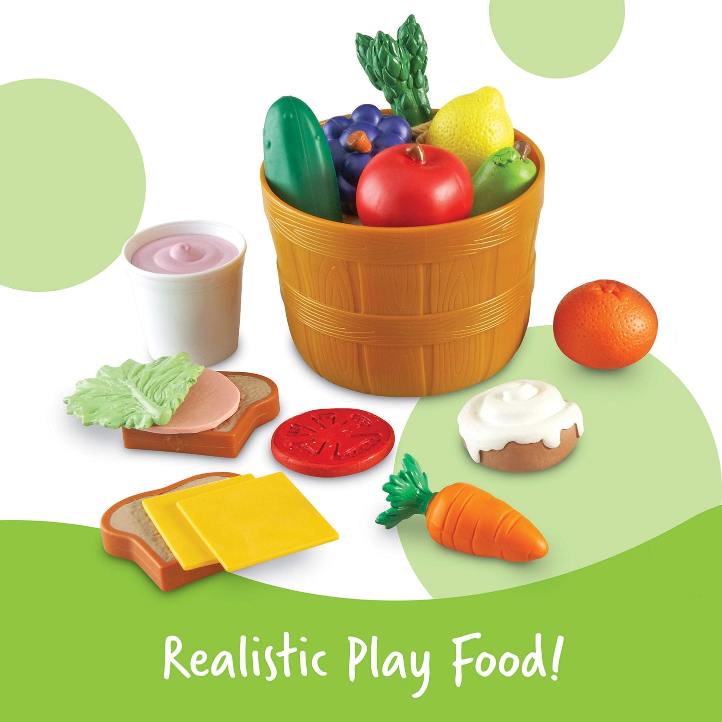 Learning Resources New Sprouts Deluxe Market Set - Pretend Play Kitchen, Fruit Basket, Toddler Outdoor Play Food Toys, Kids Playset, Shopping Basket, Fine Motor Skills, Montessori Sensory Cooking