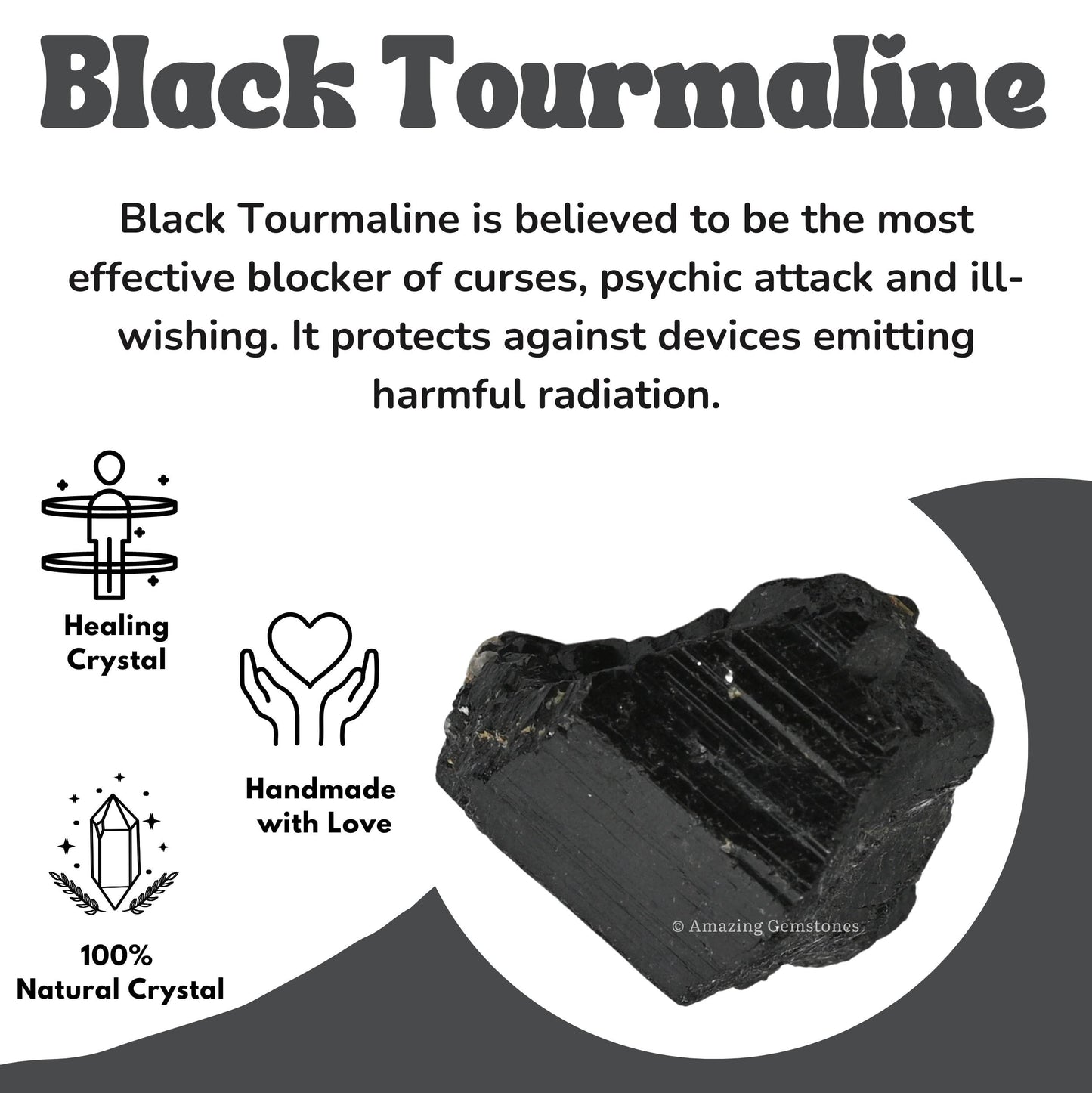 Amazing Gemstone Black Tourmaline Raw Protection Crystals and Healing Stones, Natural Rocks for Tumbling and DIY Raw Stones and Crystals (1 Piece)