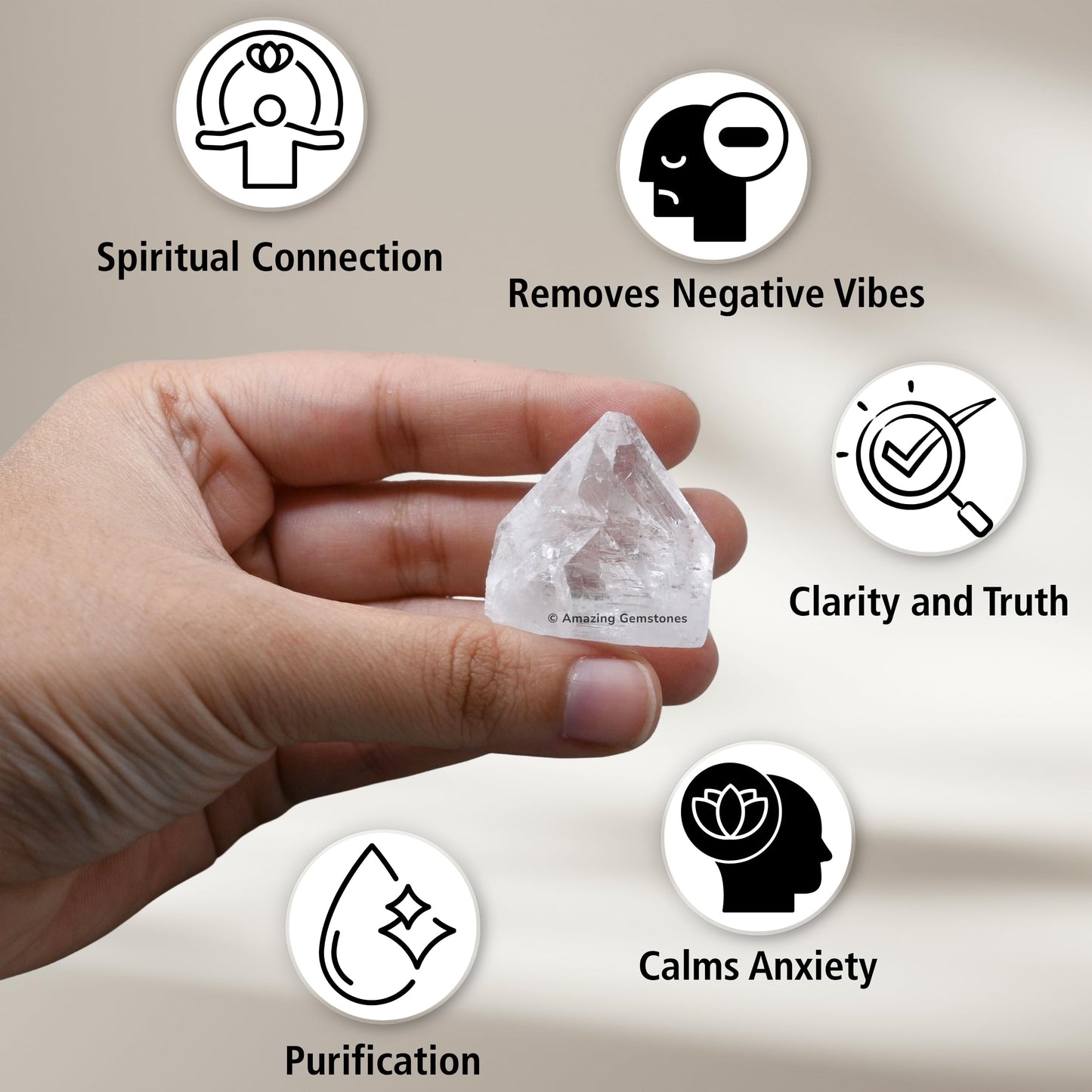 Amazing Gemstone Apophyllite Crystals and Healing Stones Mineral Specimen Set of 6 - Premium Semi Precious Gem Stones - Healing Crystals Geodes Clusters for Meditation, Chakra Balance (S)