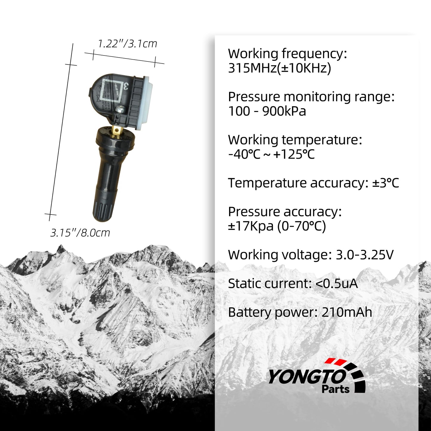 Yongtoparts TPMS Sensor Compatible with Buick Chevy GMC Pontiac, 315 Mhz Tire Pressure Sensors Replacement 4PCS Replaces OE 25920615 13598771 13598772 13586335 13581558