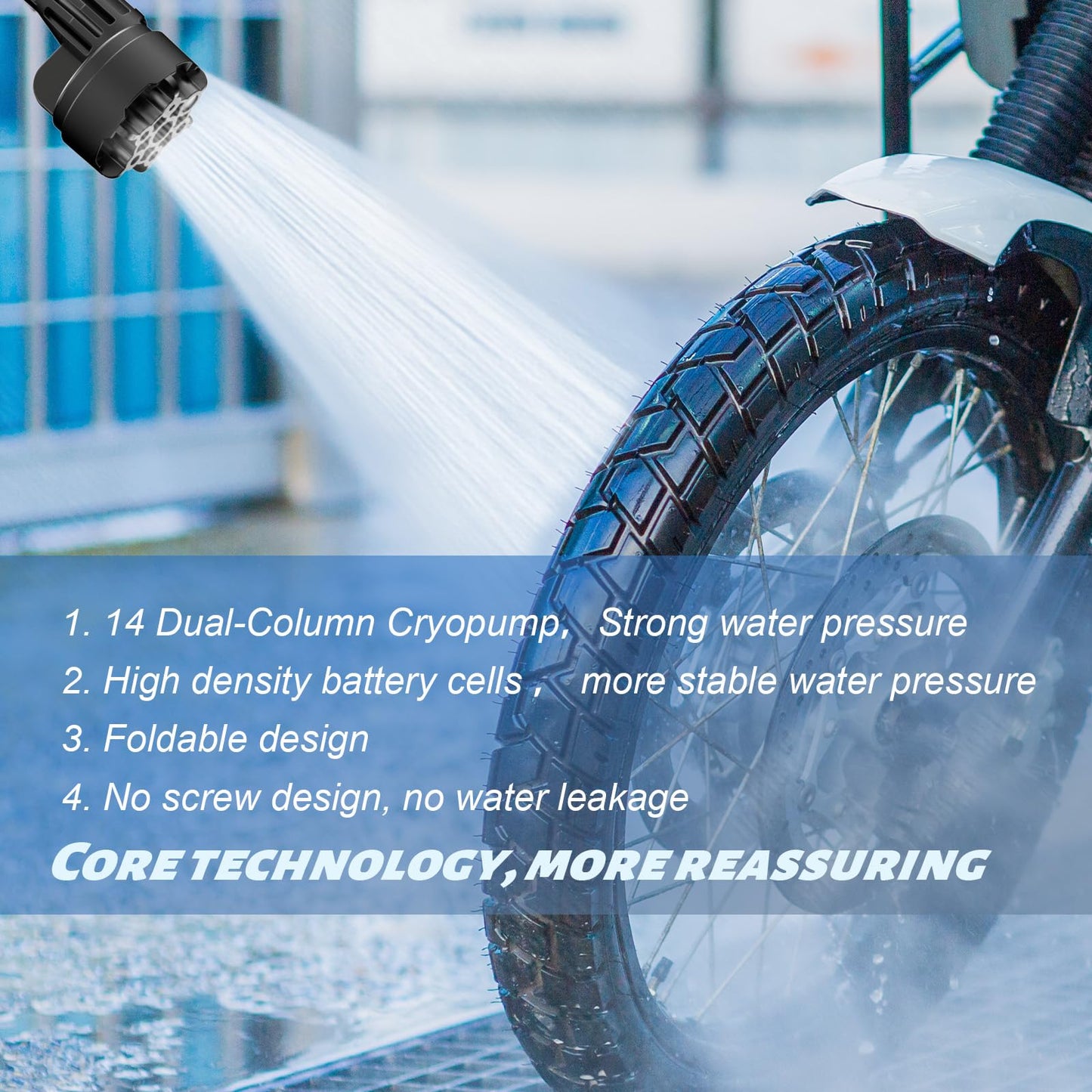 Portable Pressure Washer Cordless with 3.4Gal Tank, 6-in-1 Nozzle, Max 522PSI, 4000mAh Lithium Battery, 60 Mins Battery Life