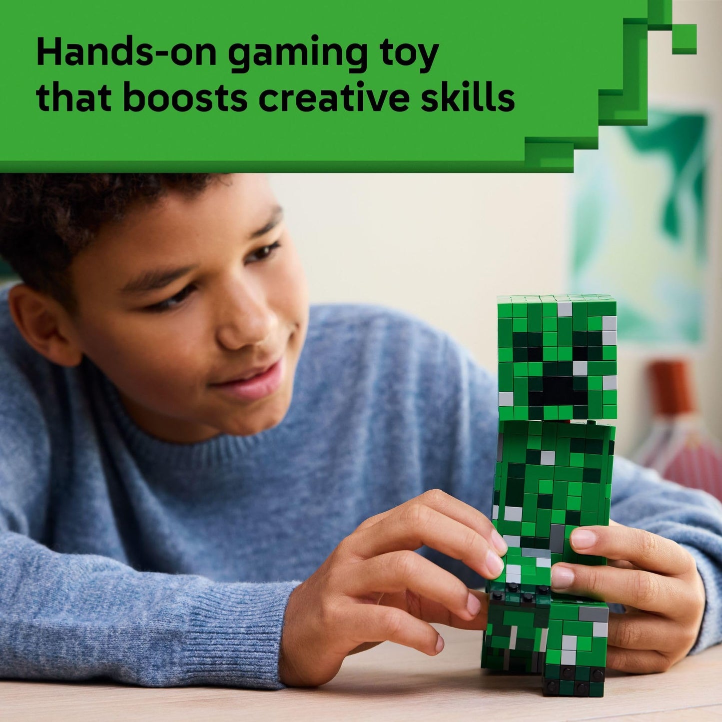 LEGO Minecraft The Creeper Kids Building Toy - Minecraft Toy for Boys & Girls, Ages 10+ - Room Decor for Gamers -W/ 1st Version Minifigure - Gift for Christmas - 21276
