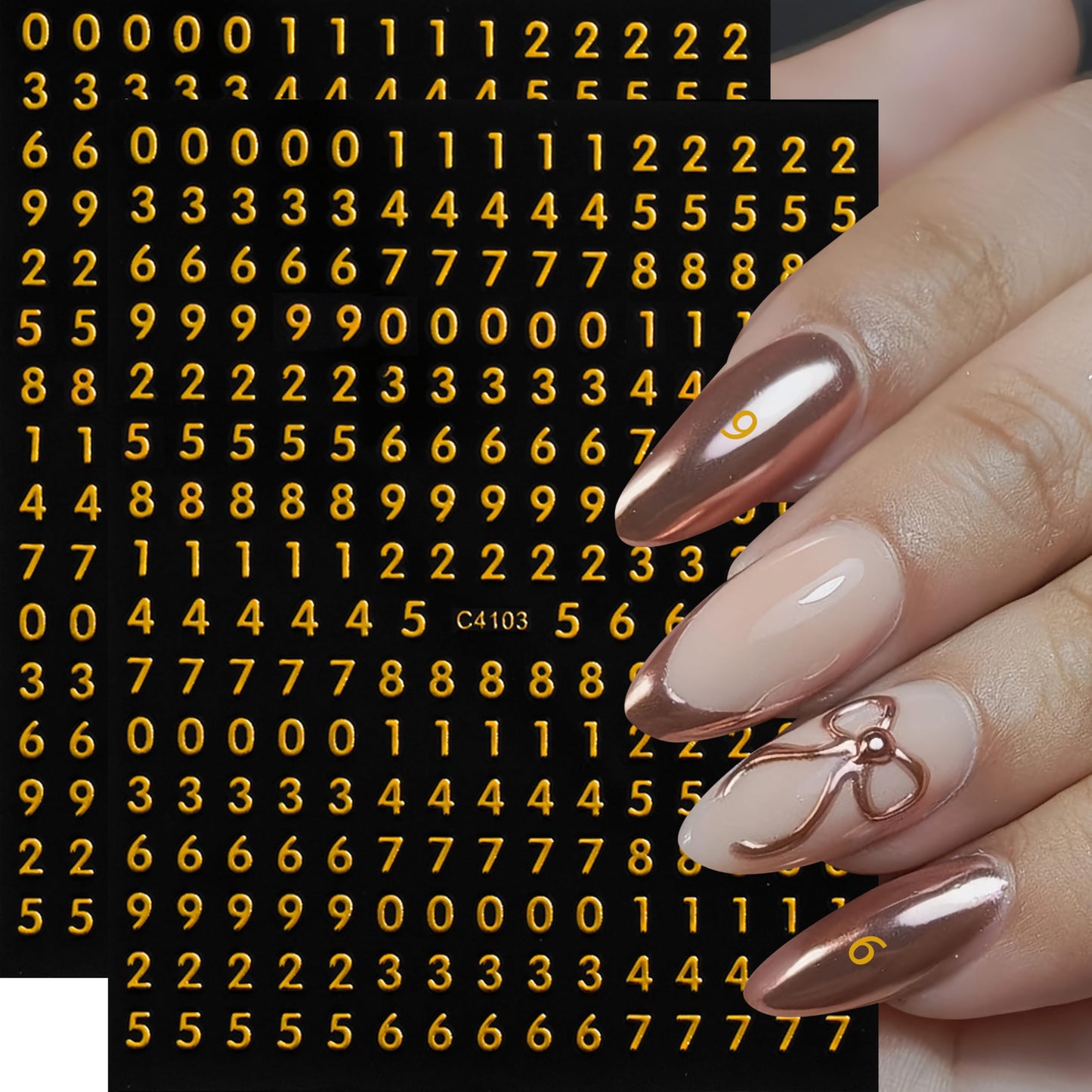 12 Sheets Numbers Nail Stickers 3DSelf-Adhesive Number Nail Decals Gold Silver Laser Silver Nail Art Stickers Laser Gold Black White Number Characters Nail Design Number Nail Supplies for Women DIY