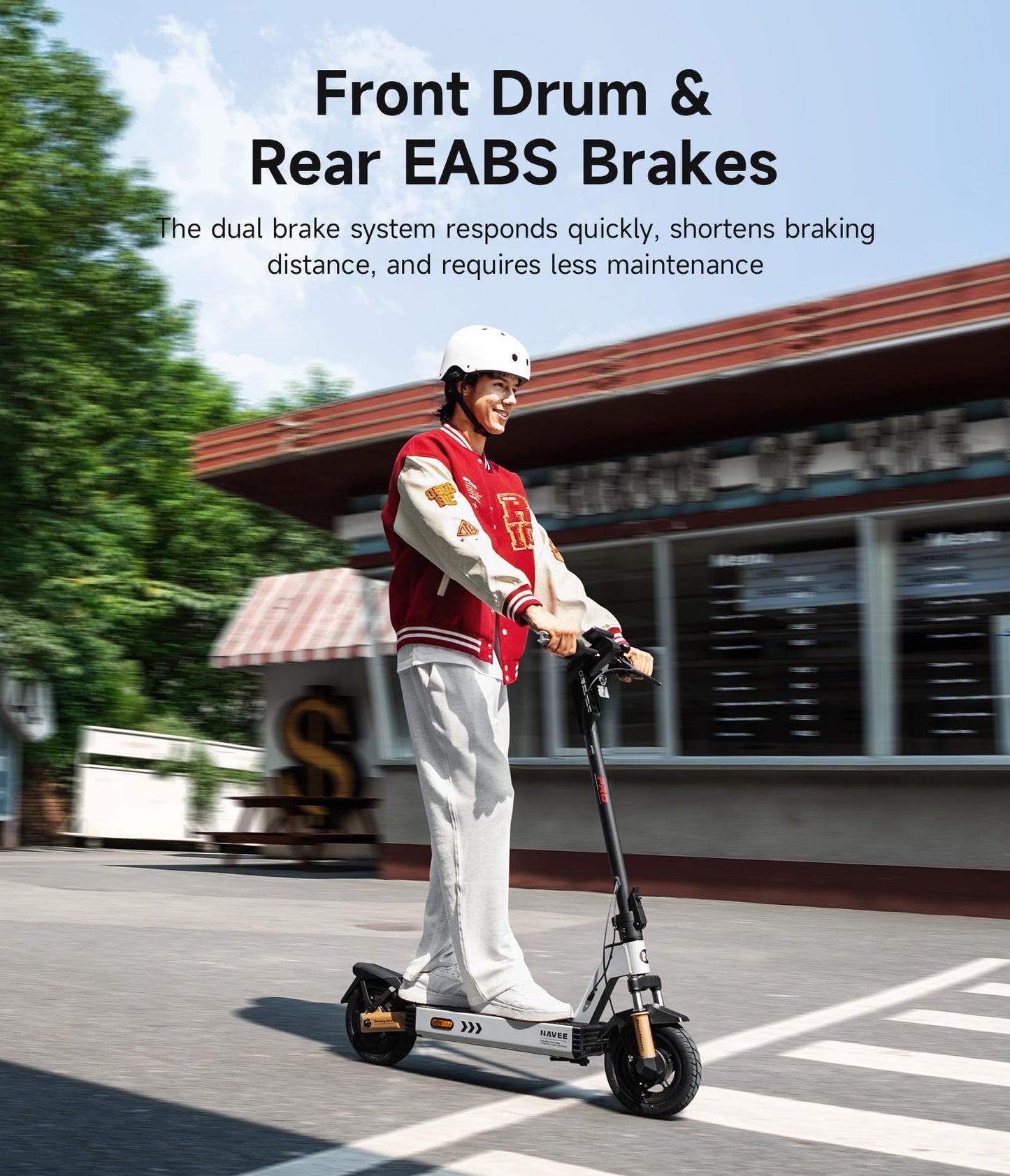 NAVEE G5 Pro Electric Scooter for Adults, Folding E Scooter with 800W Motor 20 mph Top Speed, Max 34 Miles Long Range, 10'' Solid Tires Commuting Scooters with Dual Brakes Suspension System, APP