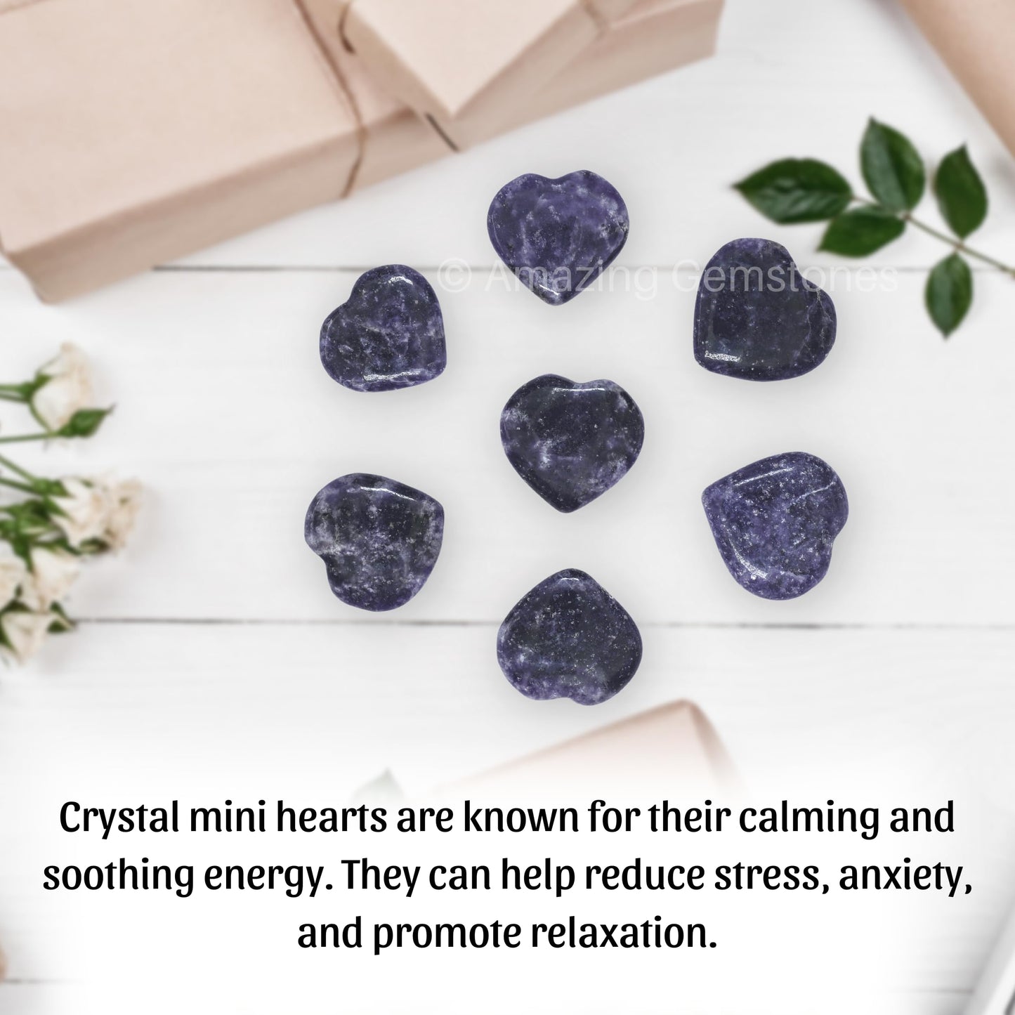 Amazing Gemstone Lepidolite Stone Heart - Pack of 2 Crystal Heart Stones Rocks - Corazones De Piedra Crystals and Healing Stones Heart Shaped Crystal - Stocking Stuffers Gifts