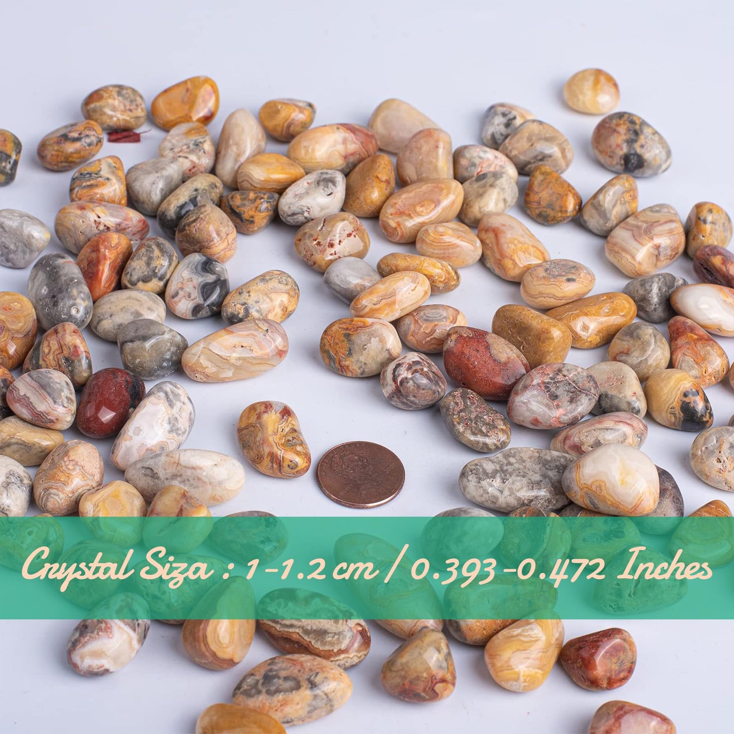 SigMntun Polished Crazy Lace Agate Crystal Chips Set, 0.4", 128 Pcs - 10 Oz Handpicked Tumbled Stones and Crystals Bulk for Healing, Reiki, Meditation, Witchcraft and Home Decor