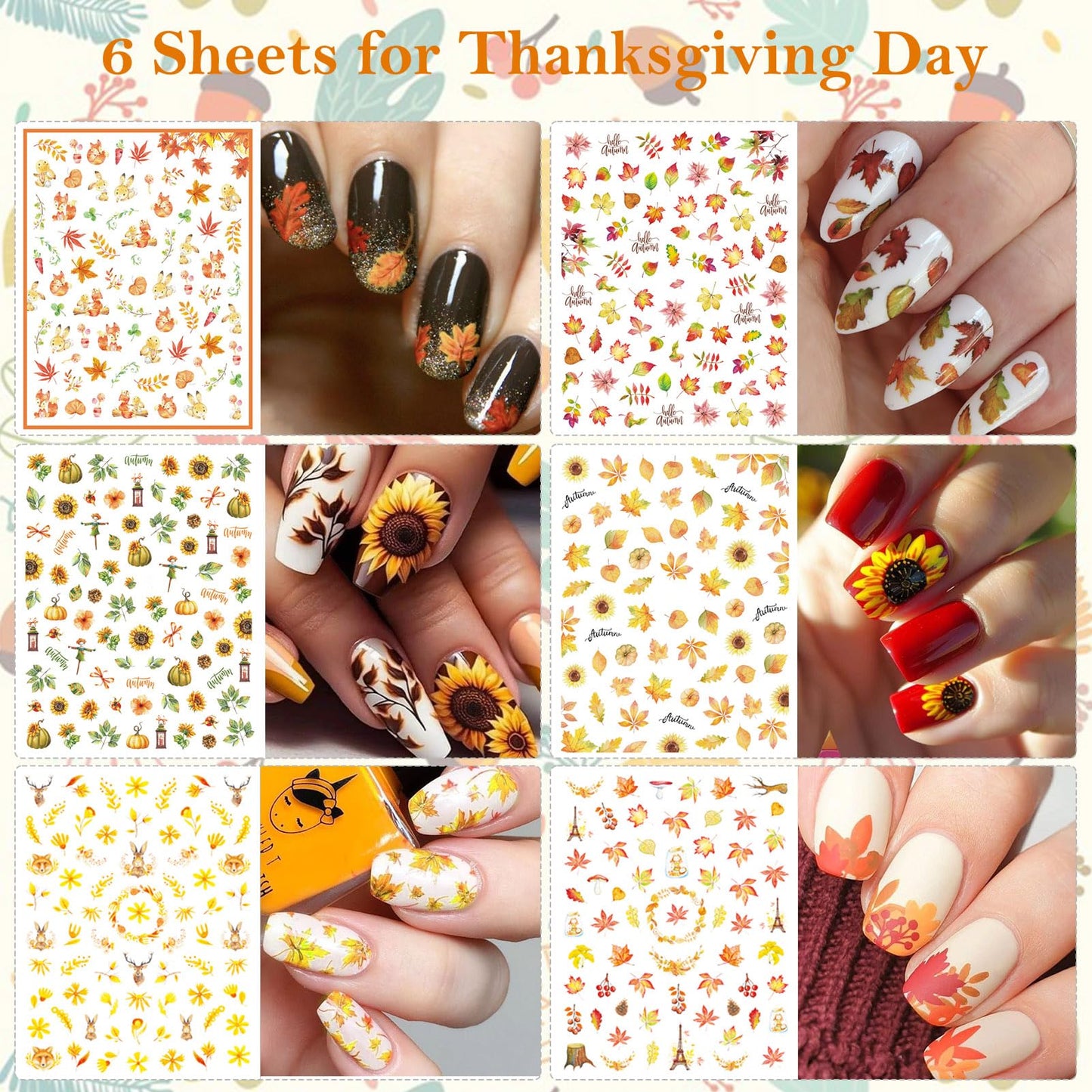 30 Sheets Fall All Holiday Nail Stickers, Autumn Halloween Christmas Thanksgiving Valentine's St. Patrick's Day Nail Art Decals Mixed All Season Set, Self-Adhesive Year-Round Manicure Decorations