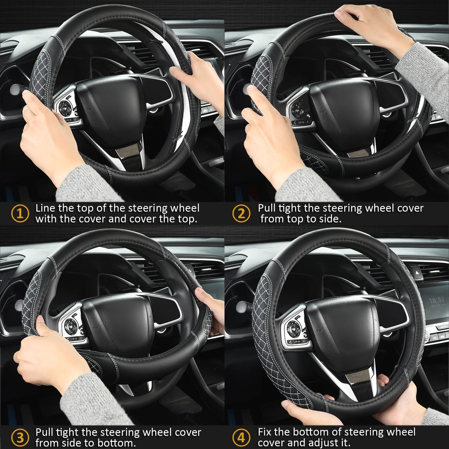 West Llama Customized Auto Car Steering Wheel Cover for Chevy 14.5-15 inches, Steering Wheel Cover for Chevrolet (Black+Red - Standard Size)