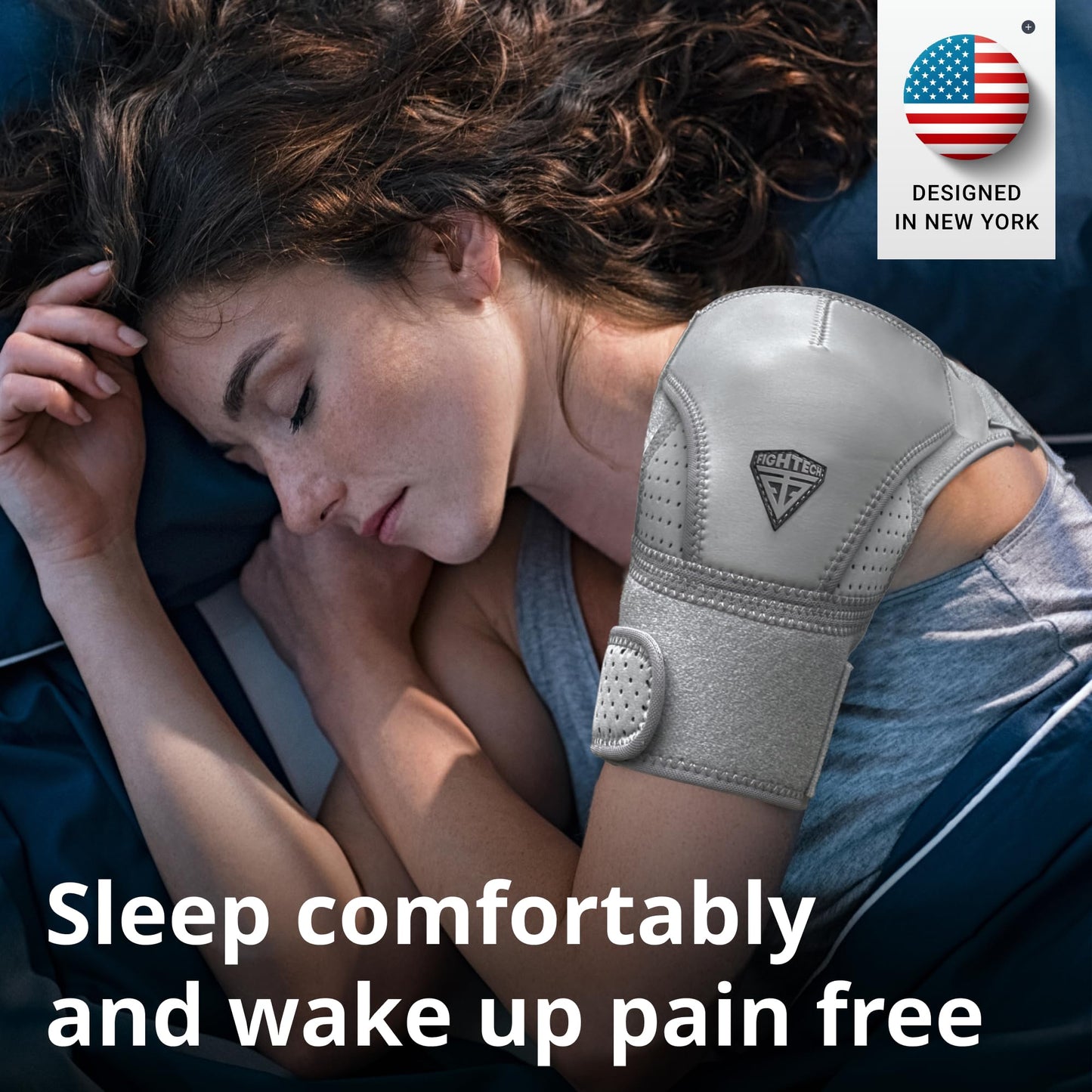 FIGHTECH Rotator Cuff Shoulder Brace for Women and Men - 2 Sizes - Shoulder Support - Pain Relief - Gray - Small (Chest 29-35" Bicep 9-12"")"