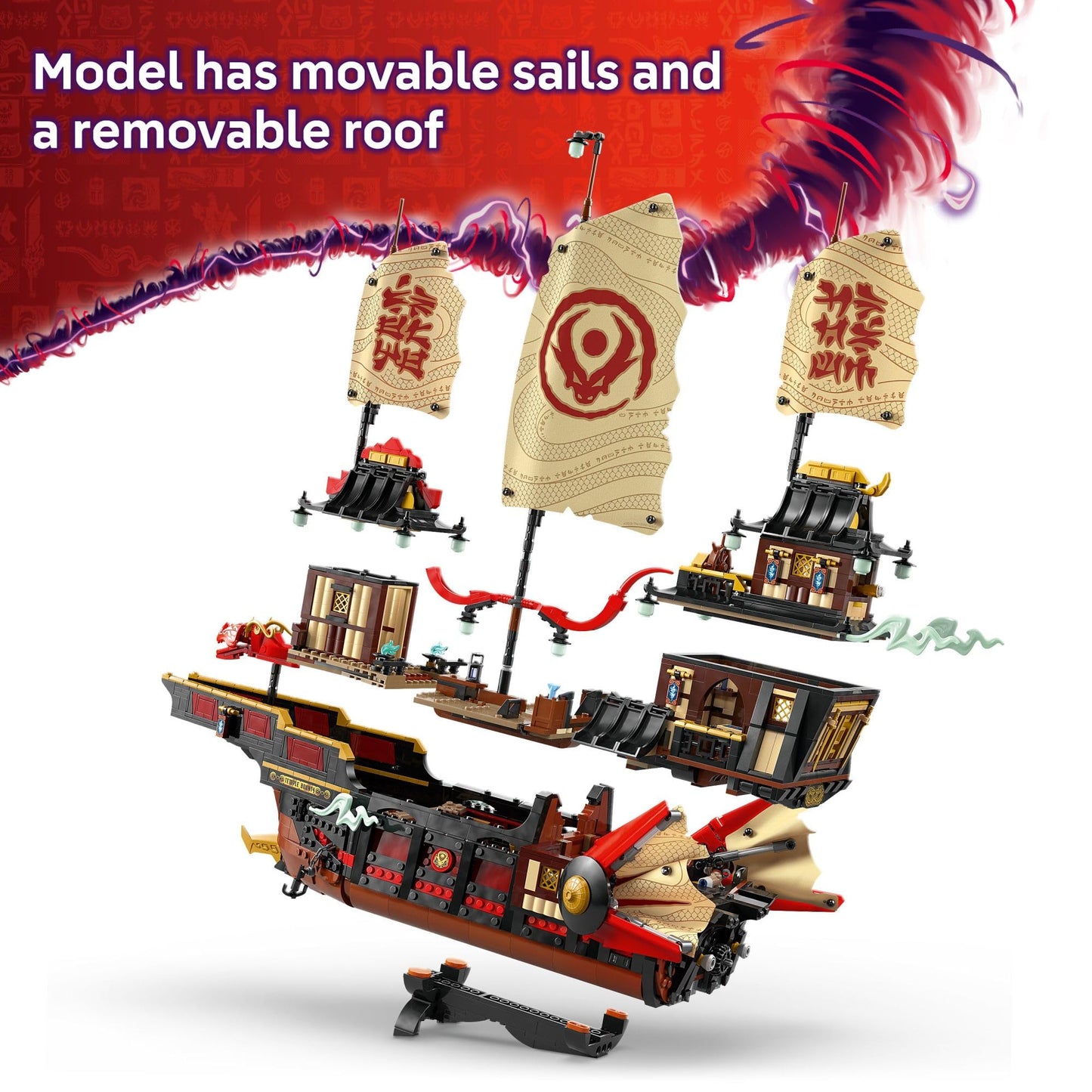 LEGO NINJAGO The Temple Bounty Building Toy - Multi-Level Boat W/6 Ninja Toy Minifigures for Kids, Ages 14+ - Model Building Kit with Display Stand - Dragons Rising Gift for Teen Boys & Girls - 71848