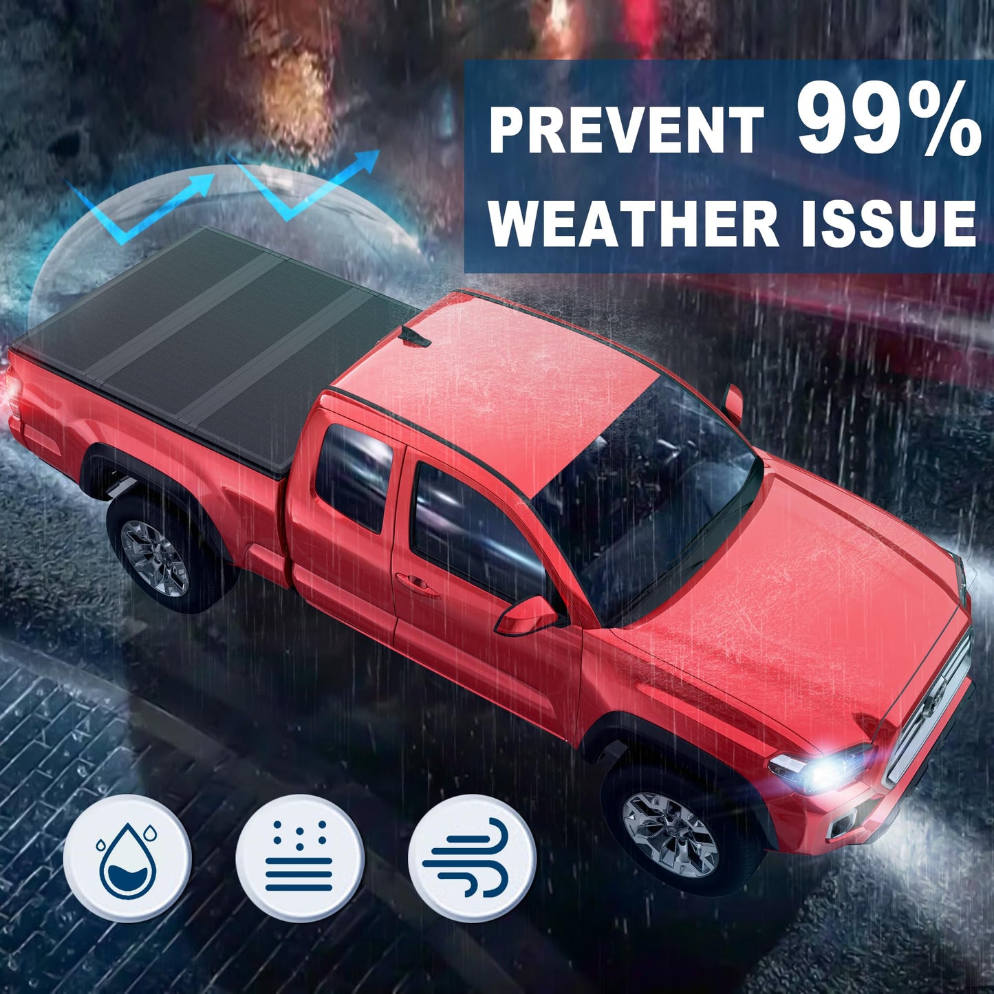 MOSTPLUS 5FT Tri-Fold Hard Fiberglass Truck Bed Tonneau Cover Compatible for 2024 2025 2026 Toyota Tacoma with Deck Rail System (Not for Trail Edition) On Top 60Inch