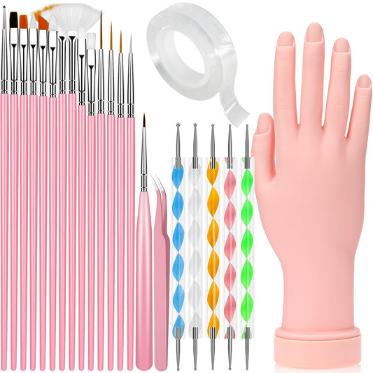 Practice Hand for Acrylic Nails Soft Touch Mannequin Hand for Nails, Flexible and Bendable Fake Hand with nail tools for Nails for Nail Art Beginners