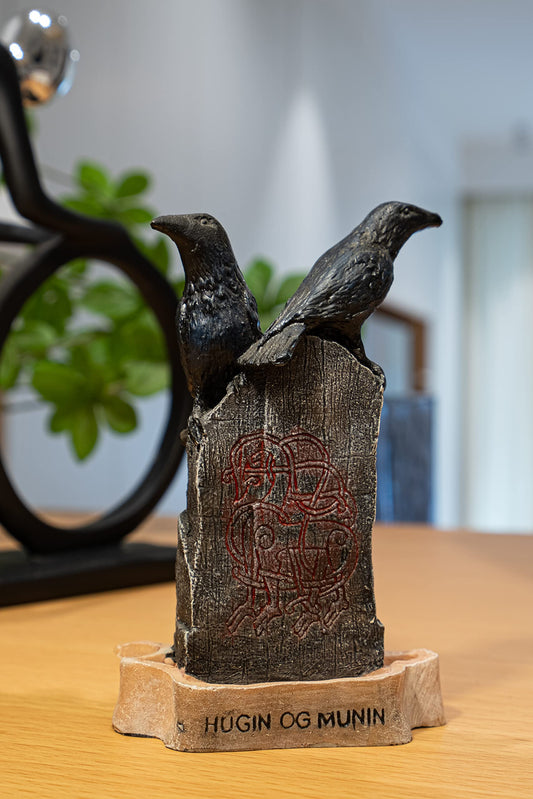 EASCHEER Hugin OG Munin Statue 3" Collectible Figurine Statue Sculpture Figure Crow Bird Model