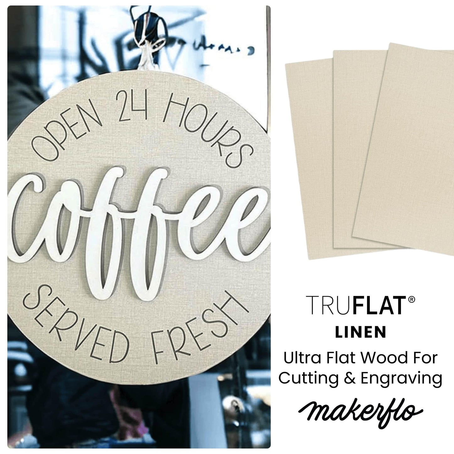 TruFlat 1/8" Pre-Finished Plywood Essentials Pack 12"x19" – 24 Sheets MDF Core Flat Wood Boards for Laser Cutting, Engraving – 6 White, 6 Black, 6 Linen, 6 Paint – Smooth Double-Sided Finish