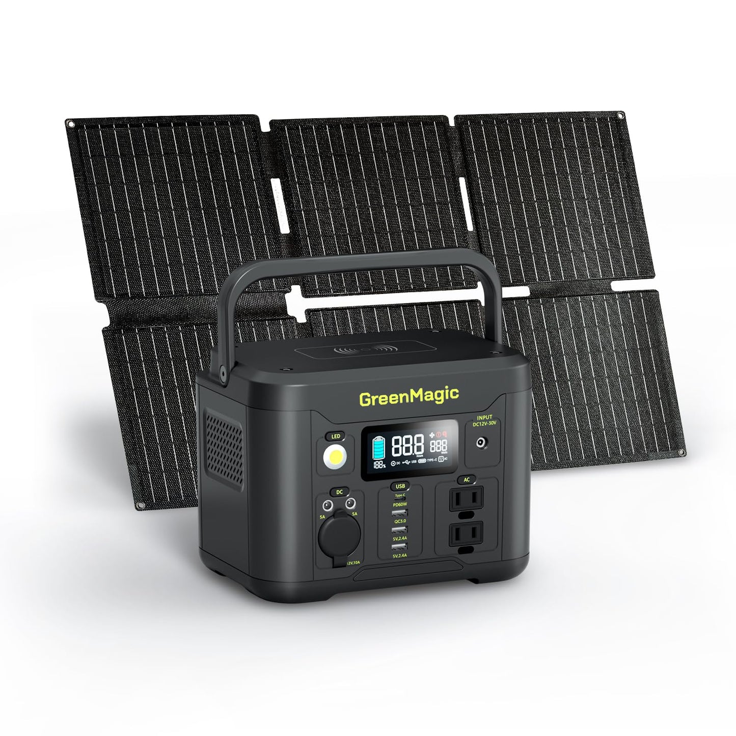 Portable Power Station 330W, Solar Powered Generator with Fast PD Output with 60W Solar Panel, 120V Pure Sine Wave AC Outlet Charging Lithium Battery for Outdoors Camping Travel Home Blackout