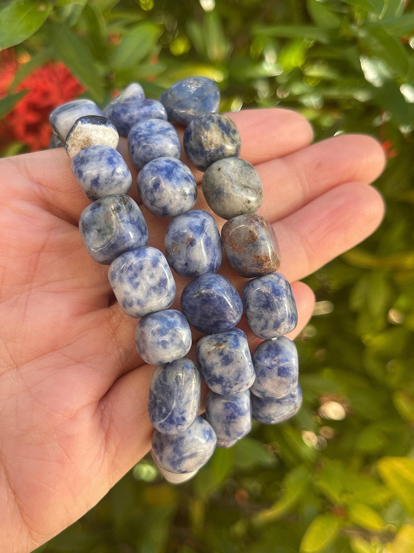 GAF TREASURES Sodalite Crystal Nugget Bracelet, Genuine Sodalite Tumbled Gemstone Bracelet, Healing Crystal Bracelet, Gift for Men & Women (1)