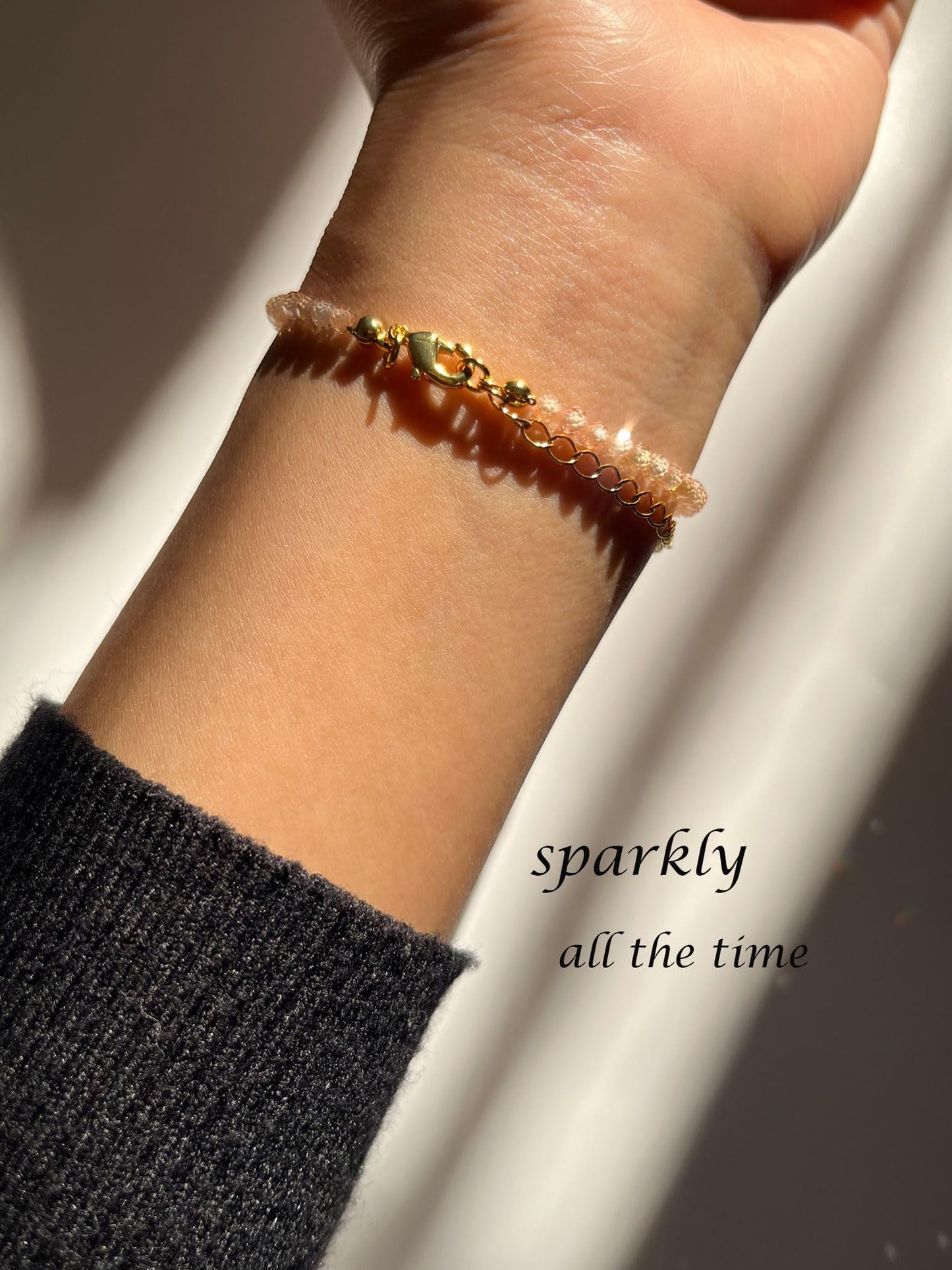 Withgenes Sparkly Champagne Gold Bracelet Exquisite Elegance CZ Crystal Gemstone Bead Bracelets 18K Plated Simple Jewelry Unique Present for Women