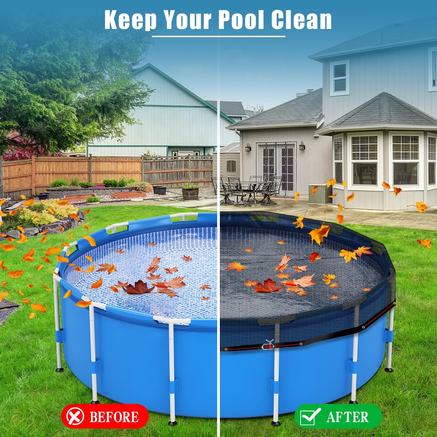 21 FT Pool Leaf Net Cover for Above Ground Pools, Ultra-Fine 0.15’’ Mesh Pool Cover with Winch & Cable, Pool Leaf Cover Prevents Leaves and Debris from Entering Pool