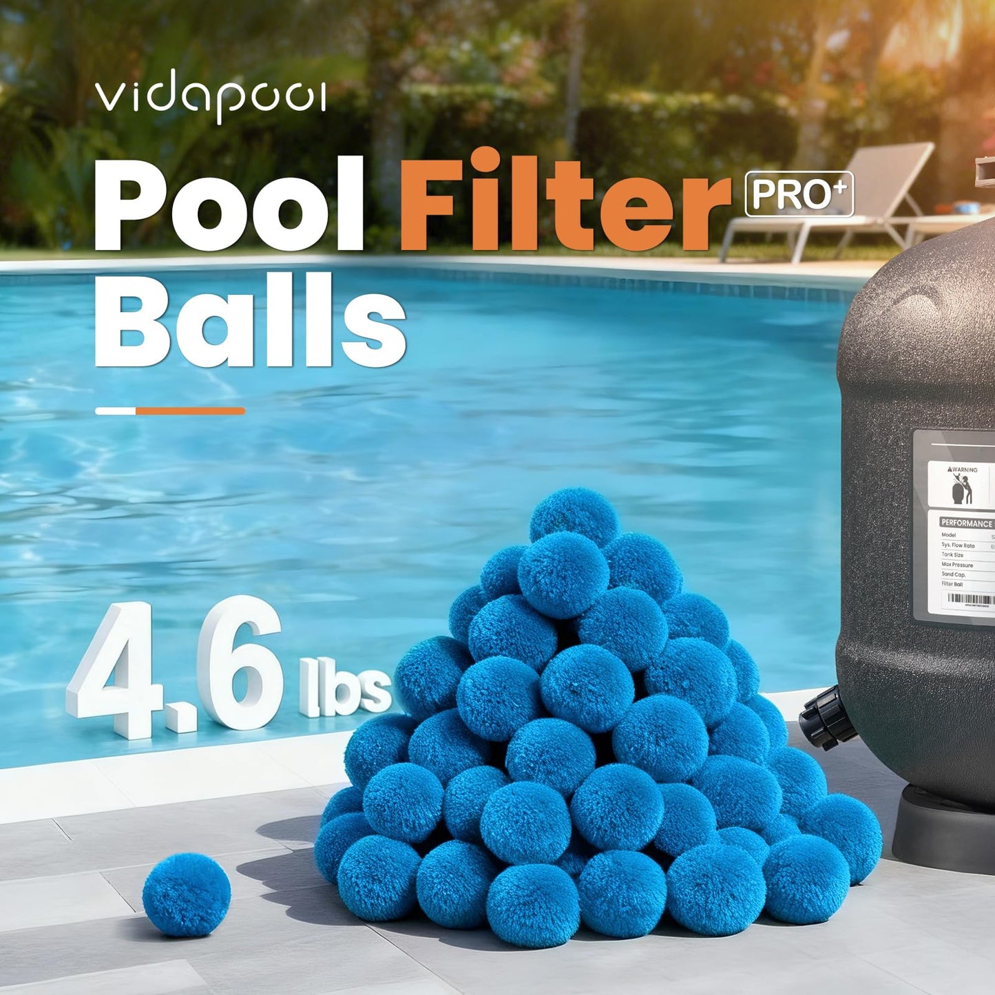 Vidapool 4.6 lbs Pool Filter Balls for Sand Filters, Reusable Blue Filter Media Balls for All Sand Filter Systems, Efficient & Lightweight Pool Sand Filter Balls, Replaces 150 lbs Pool Filter Sand