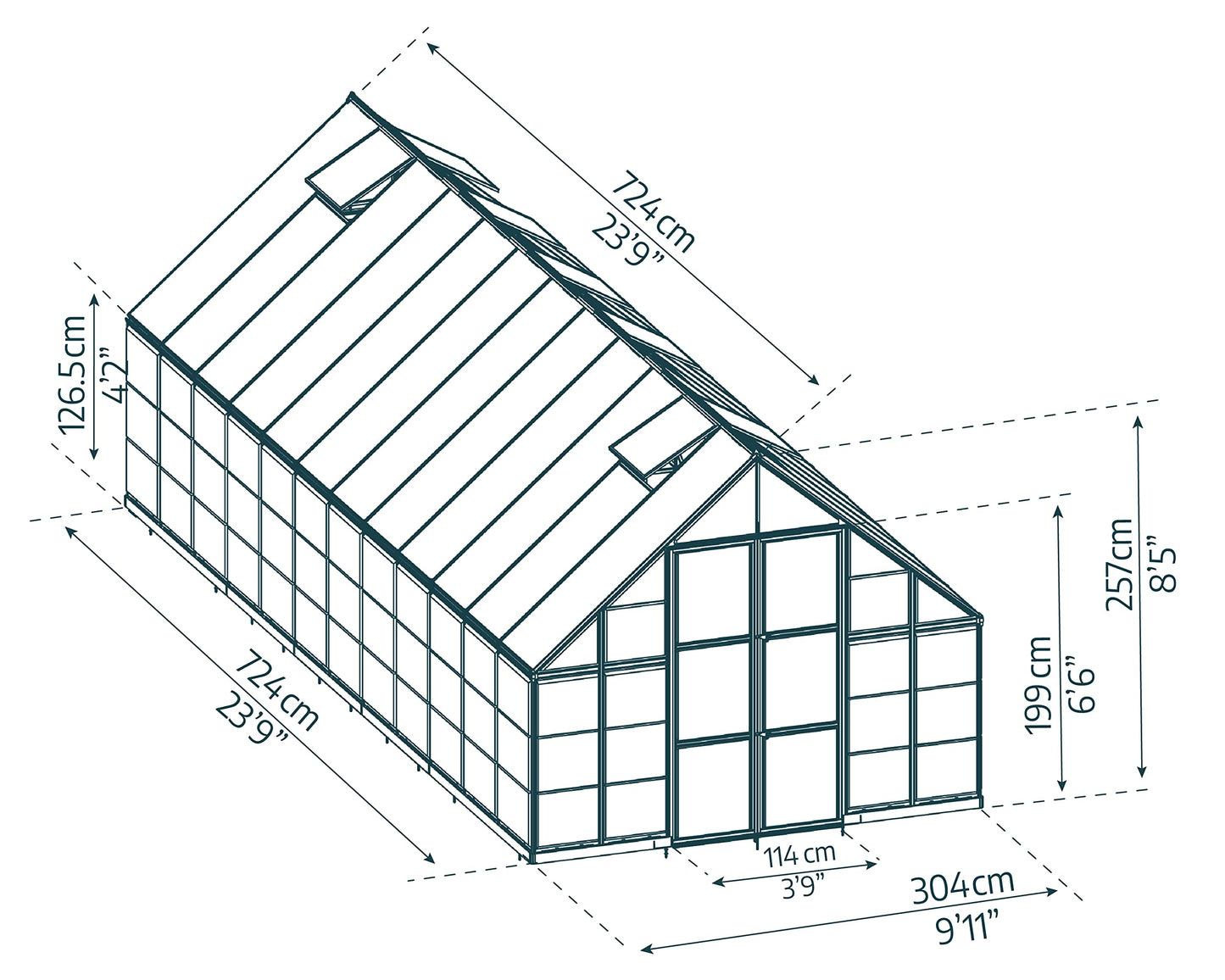 Palram Canopia Balance Greenhouse Kit, 10'x24', UV Protected, Wind & Weather Resistant, Clear Polycarbonate Panels, Maintenance Free Outdoor Garden Stuff, Walk-in Silver Structure, 5 Year Warranty
