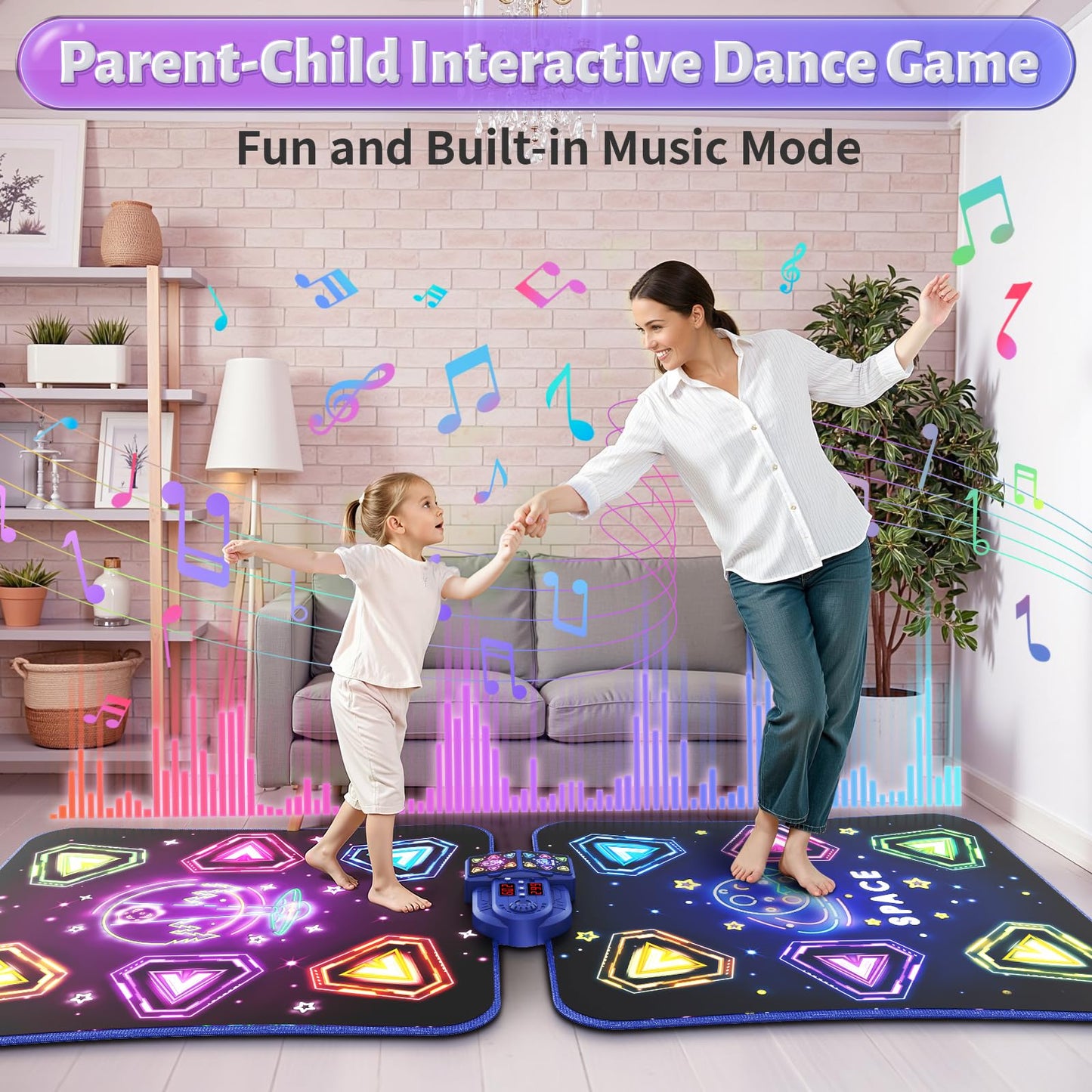 WAYKEE Dance Mat Toys for 3-12 Year Old Kids, Kids Dance Mat with Light-up 12-Button & 5 Game Modes, 2 Player Electronic Dance Pad Toys, Birthday Xmas Gifts for 3 4 5 6 7 8 9 10+ Year Old Girls Boys