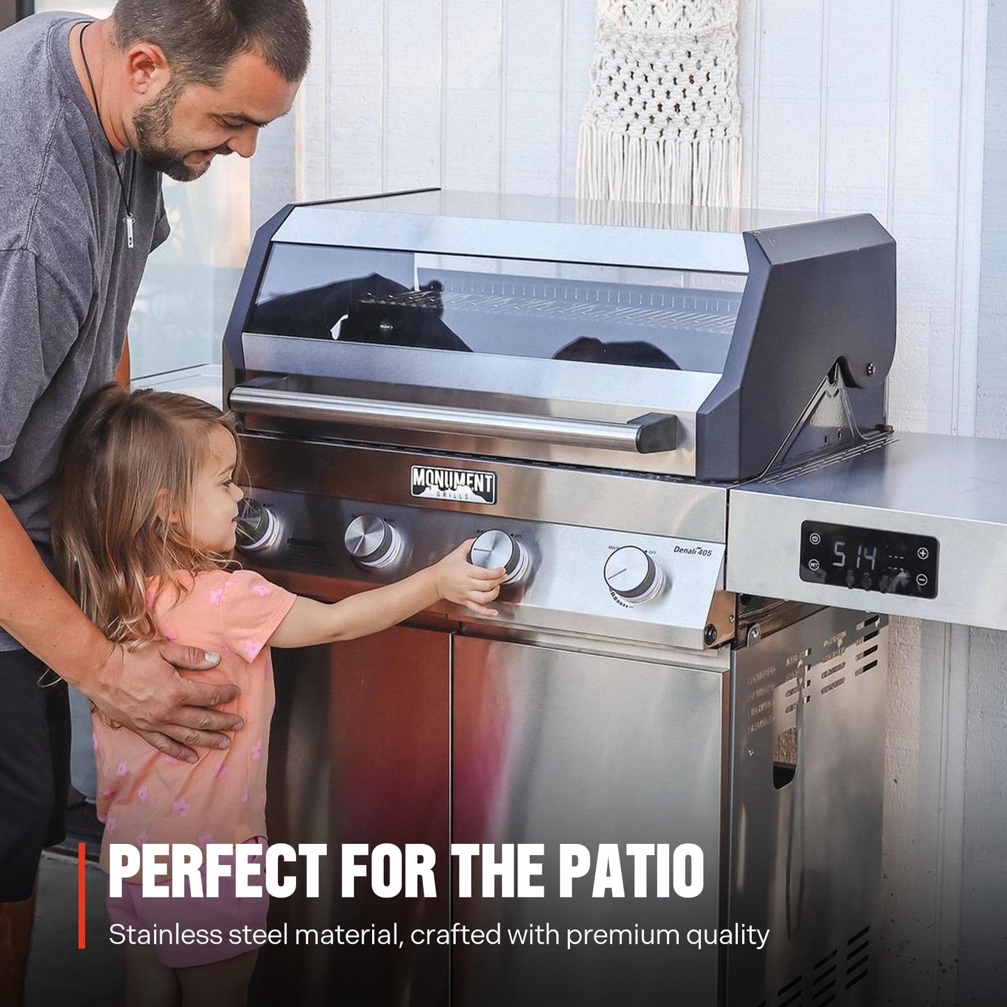 Monument Grills 4+1 Liquid Propane Gas Smart BBQ Grill, 4 Burners & 1 Side Burner, Denali 405 Stainless Steel with Smart technology, Knob Controls, Outdoor Use