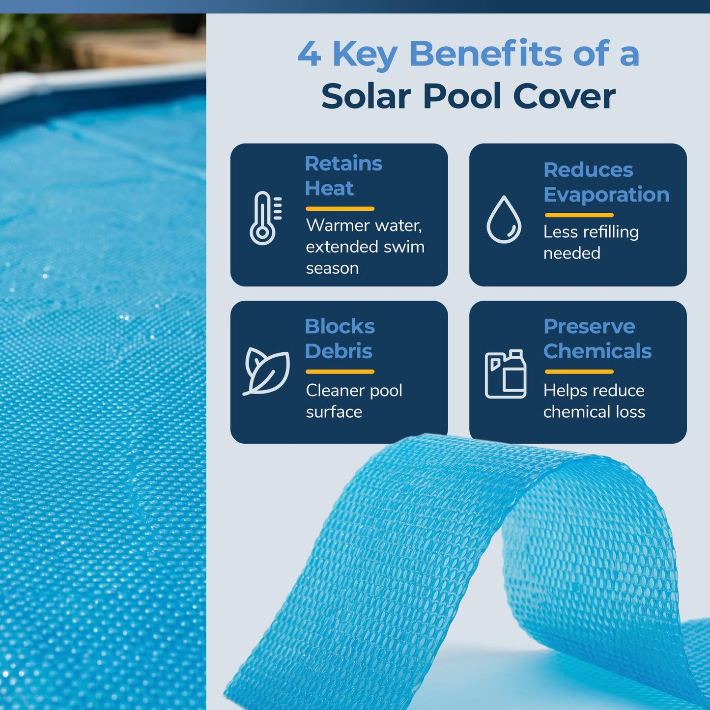 Blue Wave 12x24-ft Oval Solar Pool Cover 8-Mil Blue – Solar Cover for Above Ground Pool, Thermal Bubble Blanket for Heat Retention & Reduced Evaporation