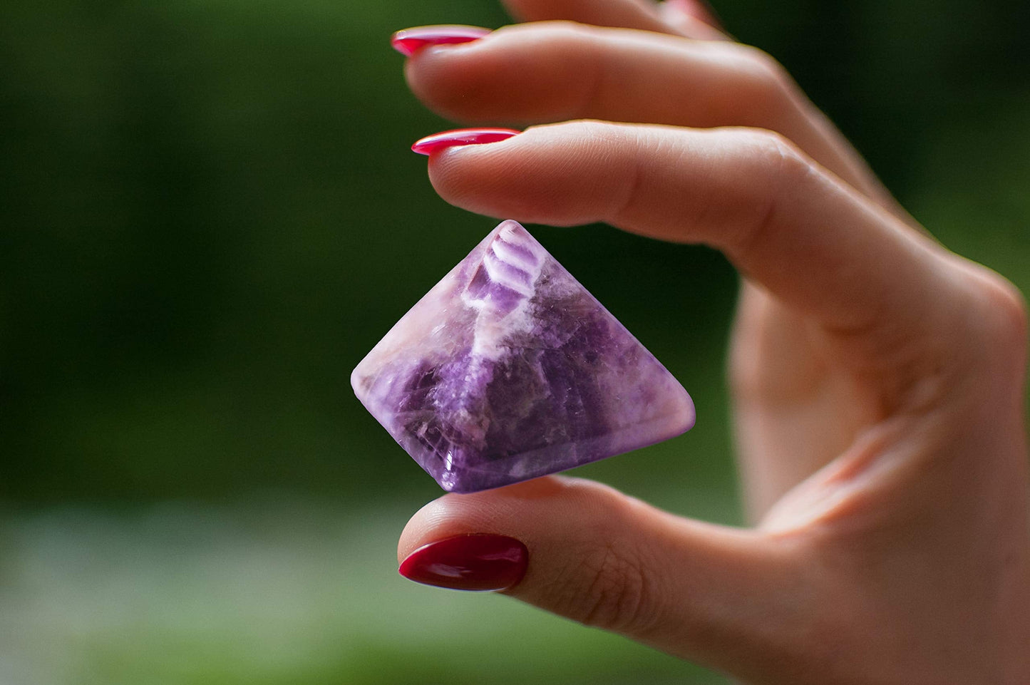 Mina Heal Natural Amethyst Pyramid Chakra Healing Crystal Stone, 1.5 inch