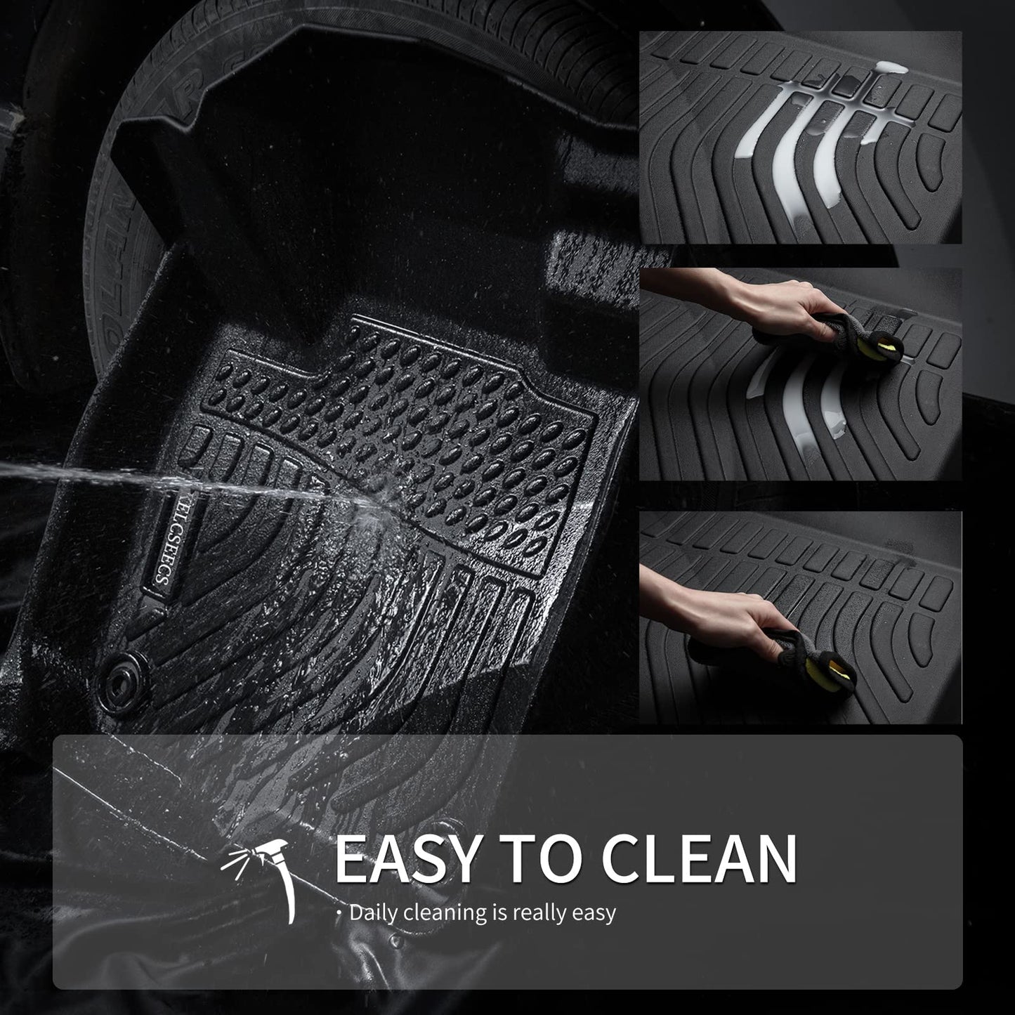 KELCSEECS® Floor Mats & Cargo Liner Custom for 2014 2015 2016 2017 2018 2019 2020 2021 Mazda 6 All Weather Protection TPE Floor Liners Front & Rear Row Full Set Mazda 6 Accessories Black
