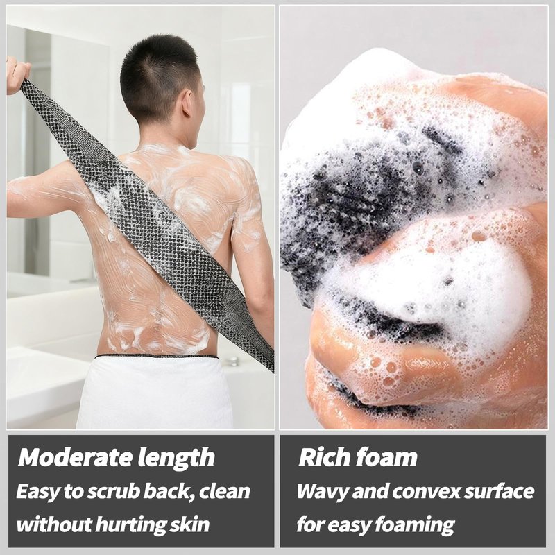Blissal Exfoliating Shower Towel, 2-in-1 Exfoliating Towel, Premium Scrub Wash Cloth for Body Face, Blissal exfoliatings Towels-Body Scrubber with 2 Sides for All Skin Types (Black+Pink)
