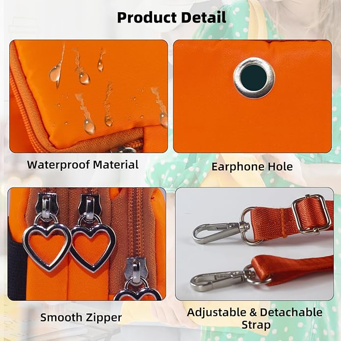 JANKS Small Crossbody Bag for Women - Mini Phone Purses with Crossbody Strap and Wallet - Nylon Arm Bag
