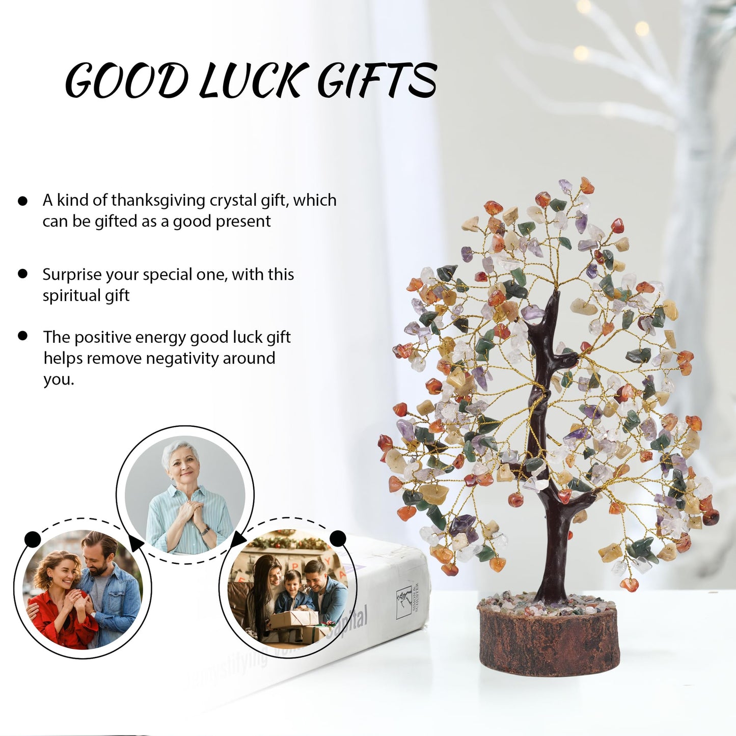 Chakra Money Tree, Crystals, Spiritual Decor, Gemstone Tree, Crystal Home Decor, Tree Of Life Chakra Stones, Table Decor, Stone Bonsai Tree, Room Decor, Gifts For Women, Good Luck Gems, Real Crystals