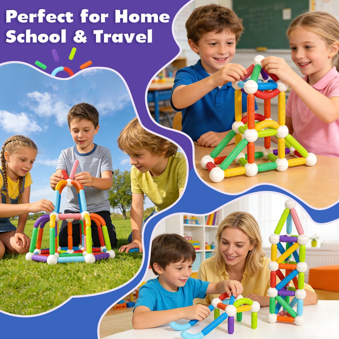 Loovio Magnet Toys for 3 Year Old Boys & Girls,80pcs Montessori Toys for Toddlers Kids, Magnetic Blocks Building Ideal Toys Gift- Starter Set (80pcs Building Blocks)