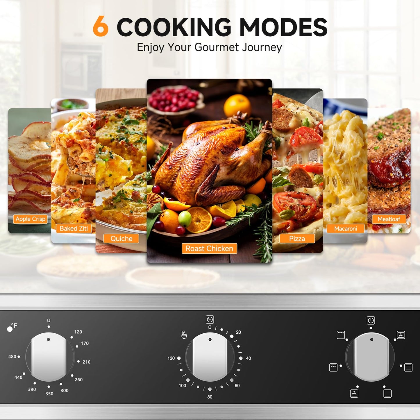 Wall Ovens 24 inch Electric, AMZCHEF 24 inch Wall Oven, 2200w Single Wall Oven with 6 Cooking Modes, 2.5 Cu.Ft. Electric Wall Oven, Convection Oven with Mechanical Knobs Control, Stainless Steel