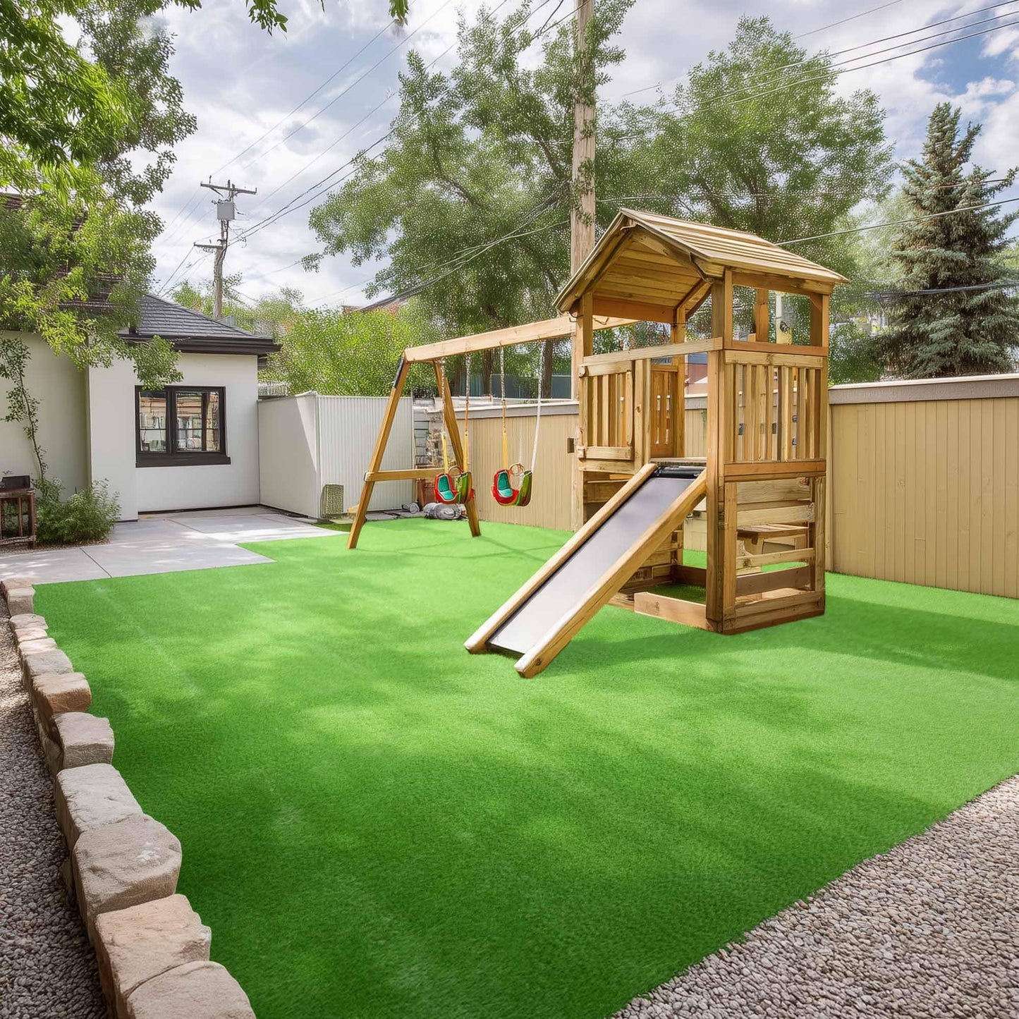 Yescom Artificial Grass Turf Synthetic Turf Fake Lawn with Drainage Holes for Dog Potty Pet Backyard Outdoor 20'x3'(60 Sq.Ft) 1.38" Pile Height