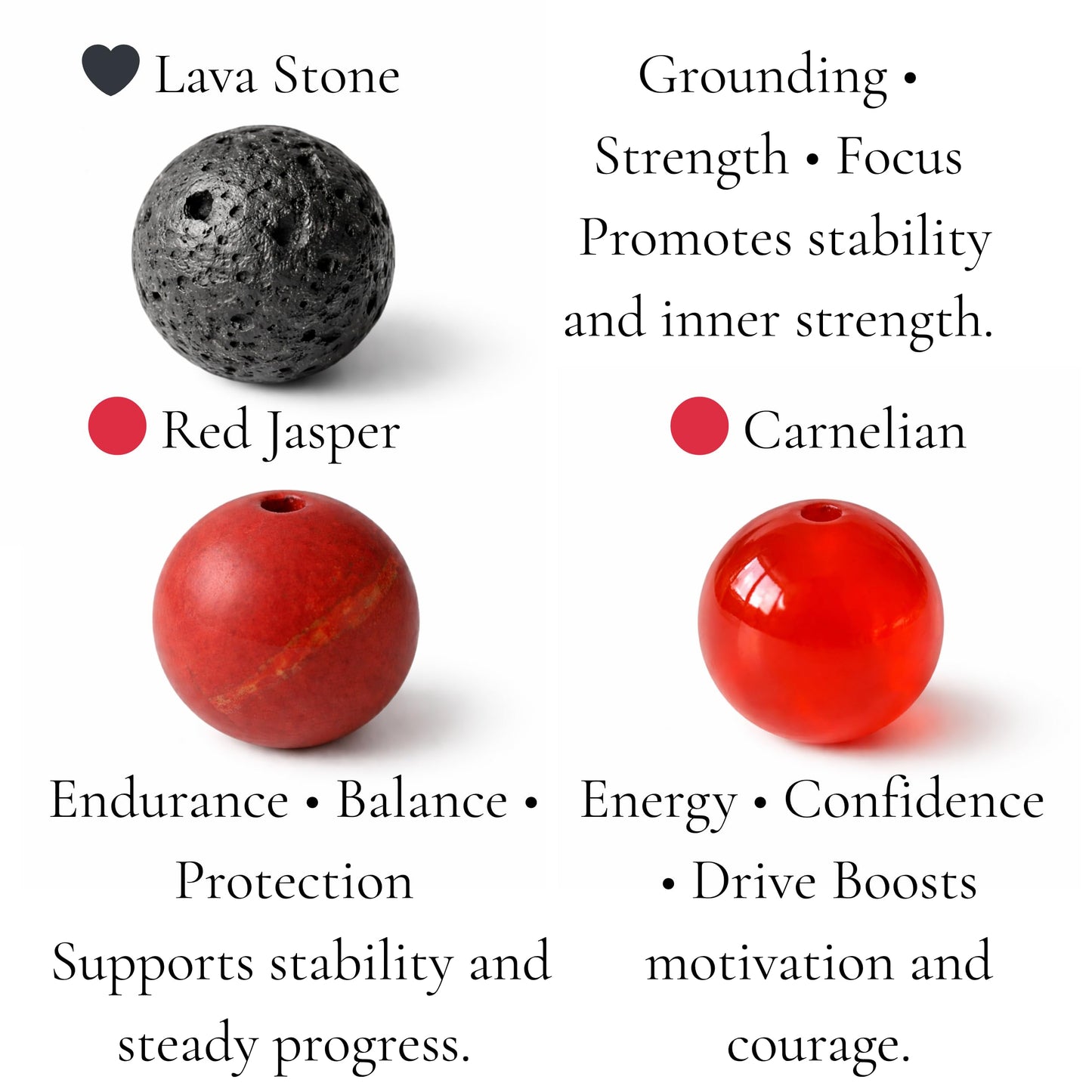 TEJO Natural Stone Beaded Bracelet – Handmade Energy Healing Bracelet for Men & Women, Yoga Chakra Jewelry Gift (Black & Red Natural Stone Bracelet – for Men, 8 inches)