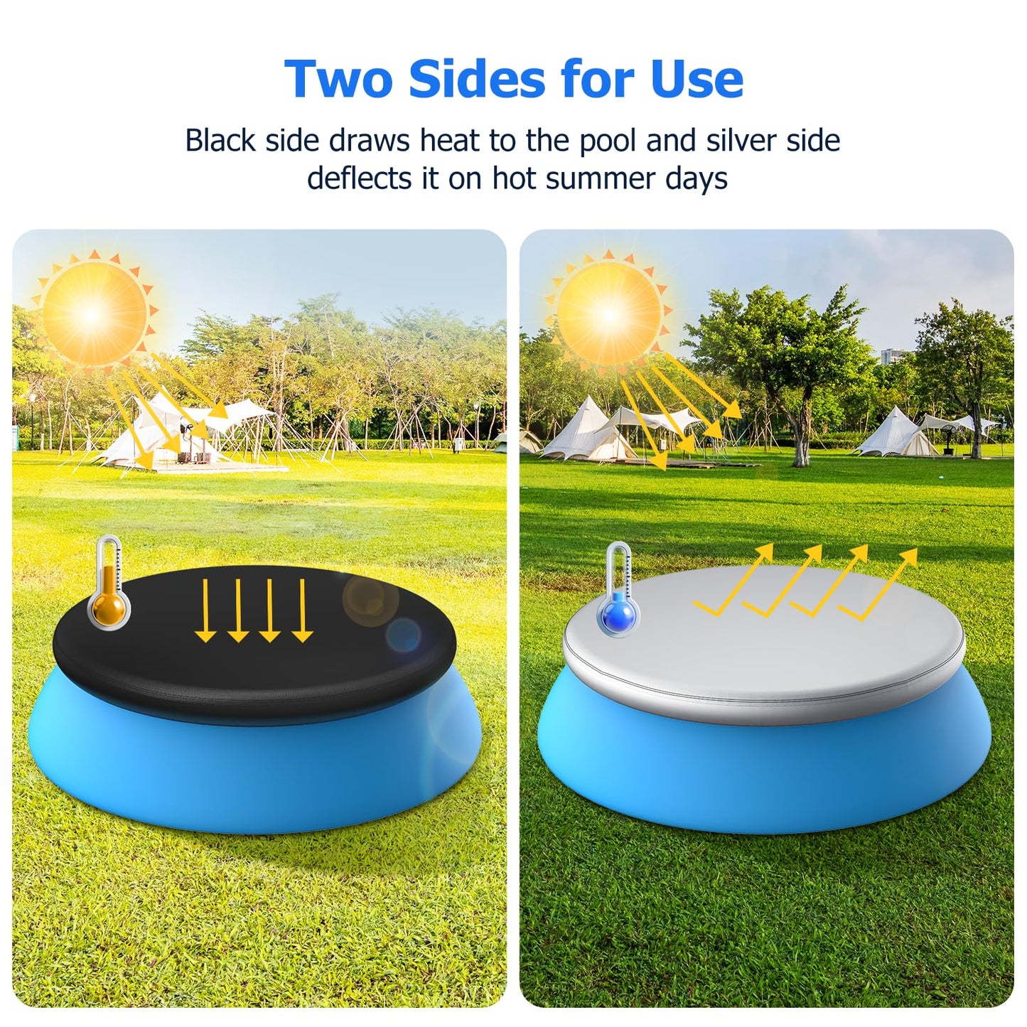 10 ft Round Pool Cover, Compatible with Intex/Bestway Outdoor Round Inflatable Above Ground Swimming Pool, Elastic Bands for Easy Installation, No Drain Holes, Prevent Leaves, Debris and Dust