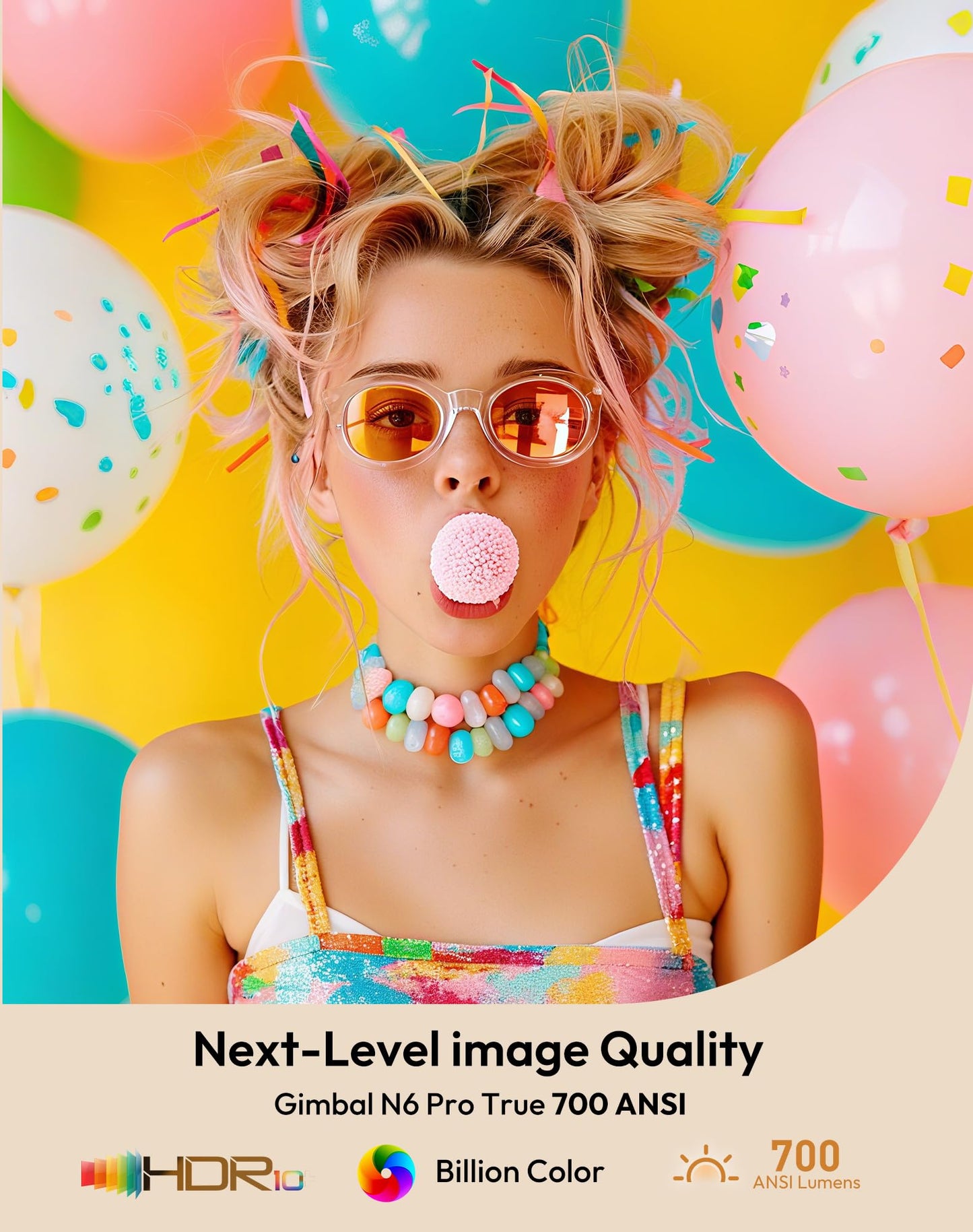 【Compatible with Netflix & Auto Focus】Xgody Gimbal N6 PRO 700 ANSI Native 1080P Smart Projector with WiFi 6 and Bluetooth, 4D Auto Keystone & Voice Controll Portable 4K Support FHD Home Projector