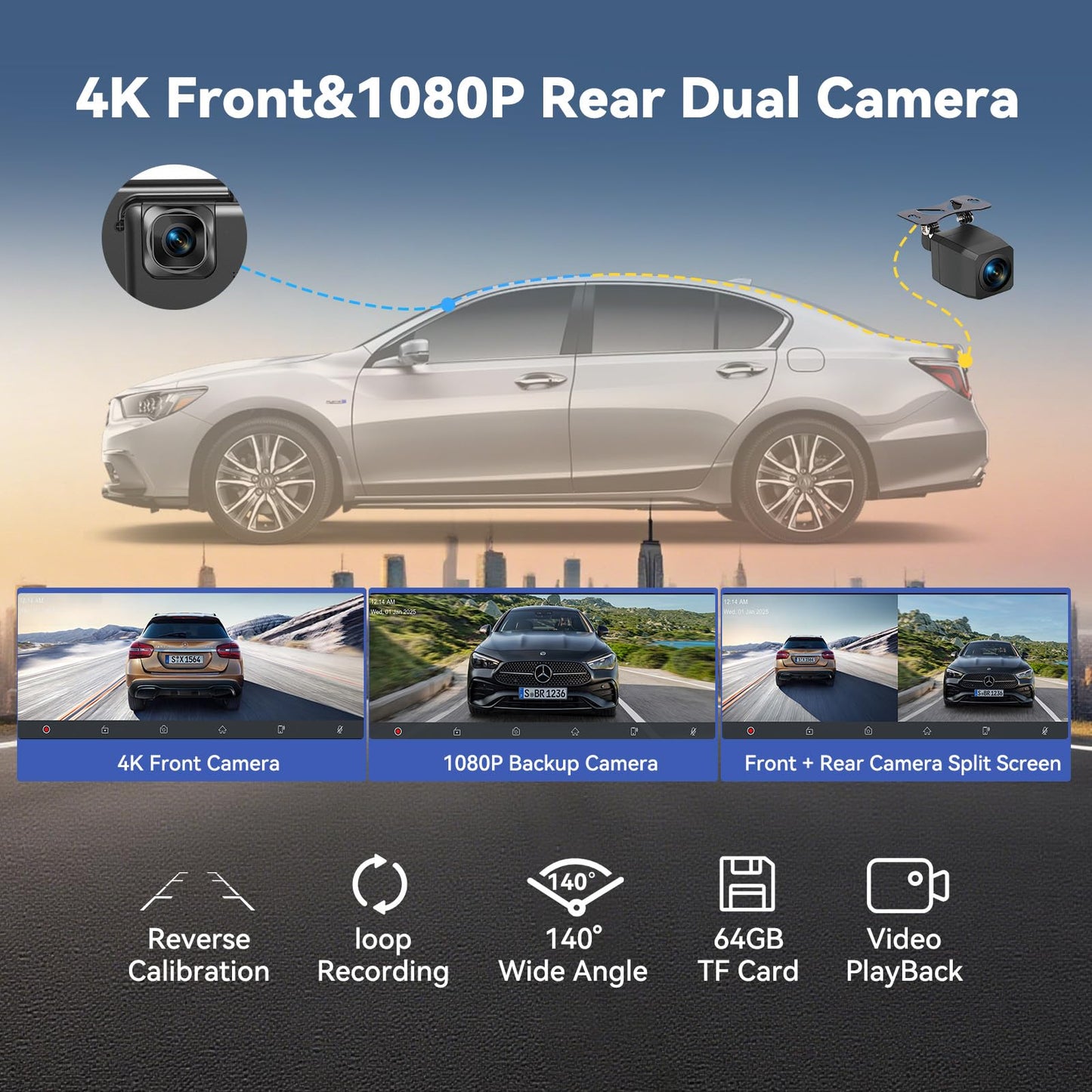 Carplay Screen for Car 11.5" Largest HD Screen for Carplay & Android Auto Car Stereo with 4K Dash Cam 1080P Backup Camera, GPS Navigation/Bluetooth/Mirror Link/Voice Control/AUX/FM/Siri